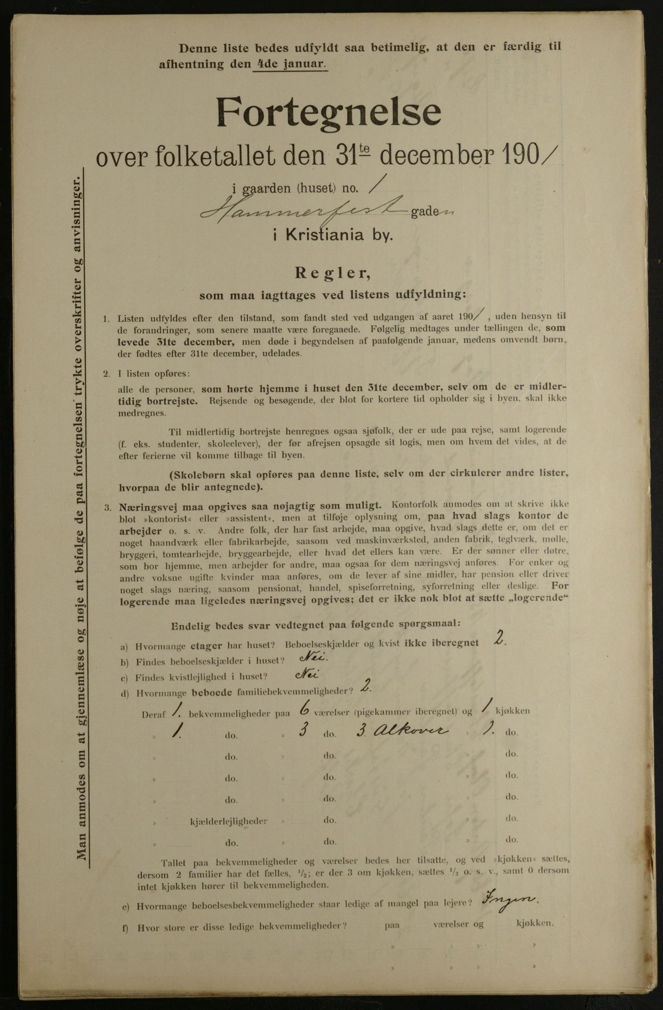 OBA, Municipal Census 1901 for Kristiania, 1901, p. 5516