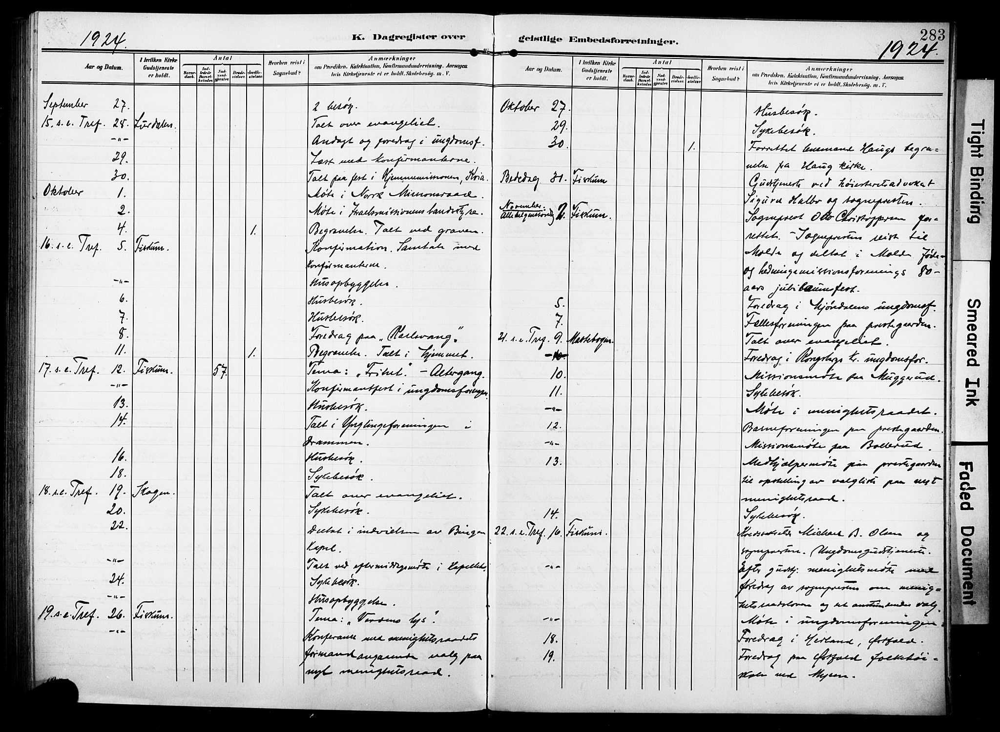 Fiskum kirkebøker, AV/SAKO-A-15/F/Fa/L0004: Parish register (official) no. 4, 1906-1924, p. 283