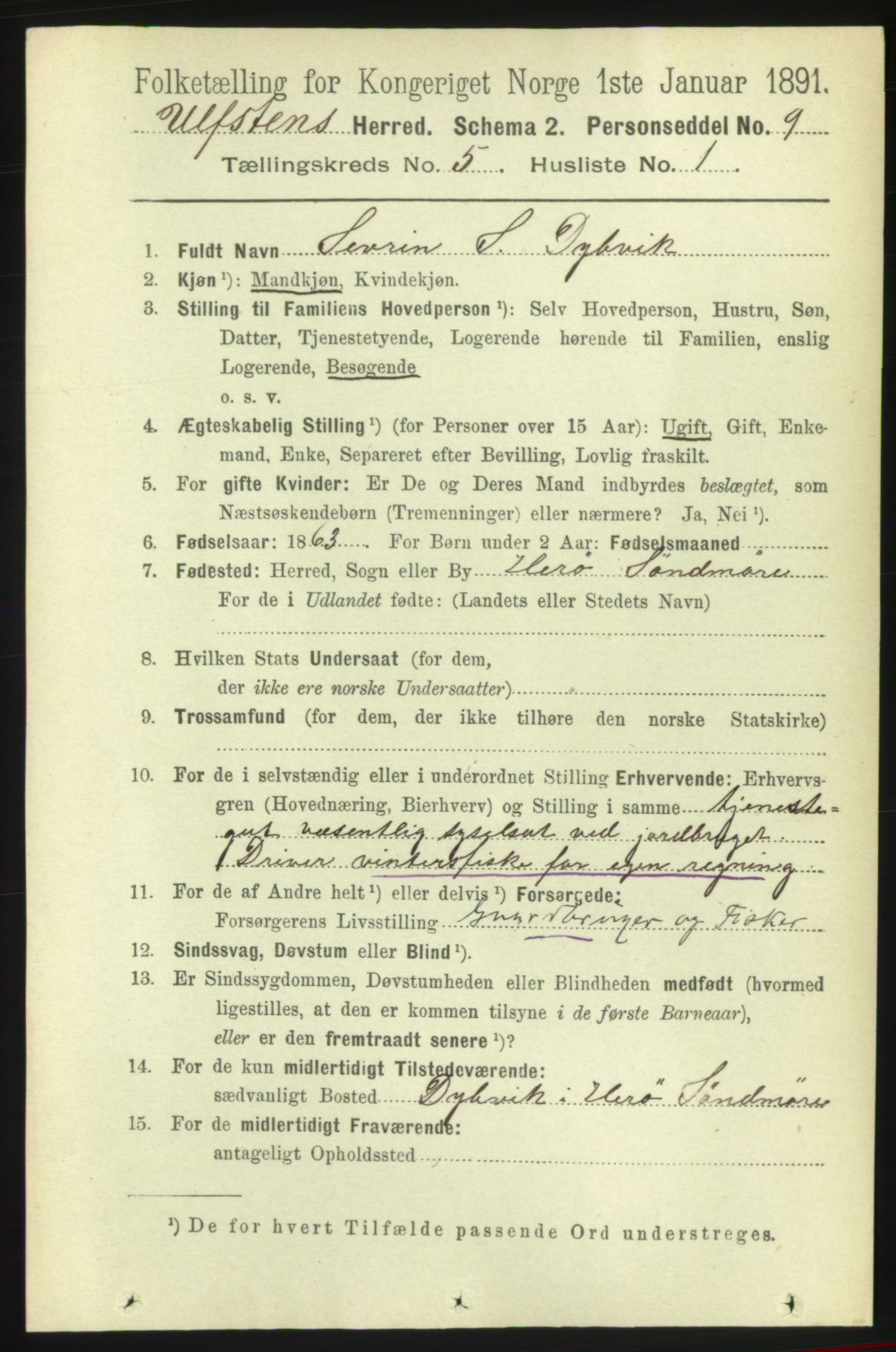 RA, 1891 census for 1516 Ulstein, 1891, p. 1269