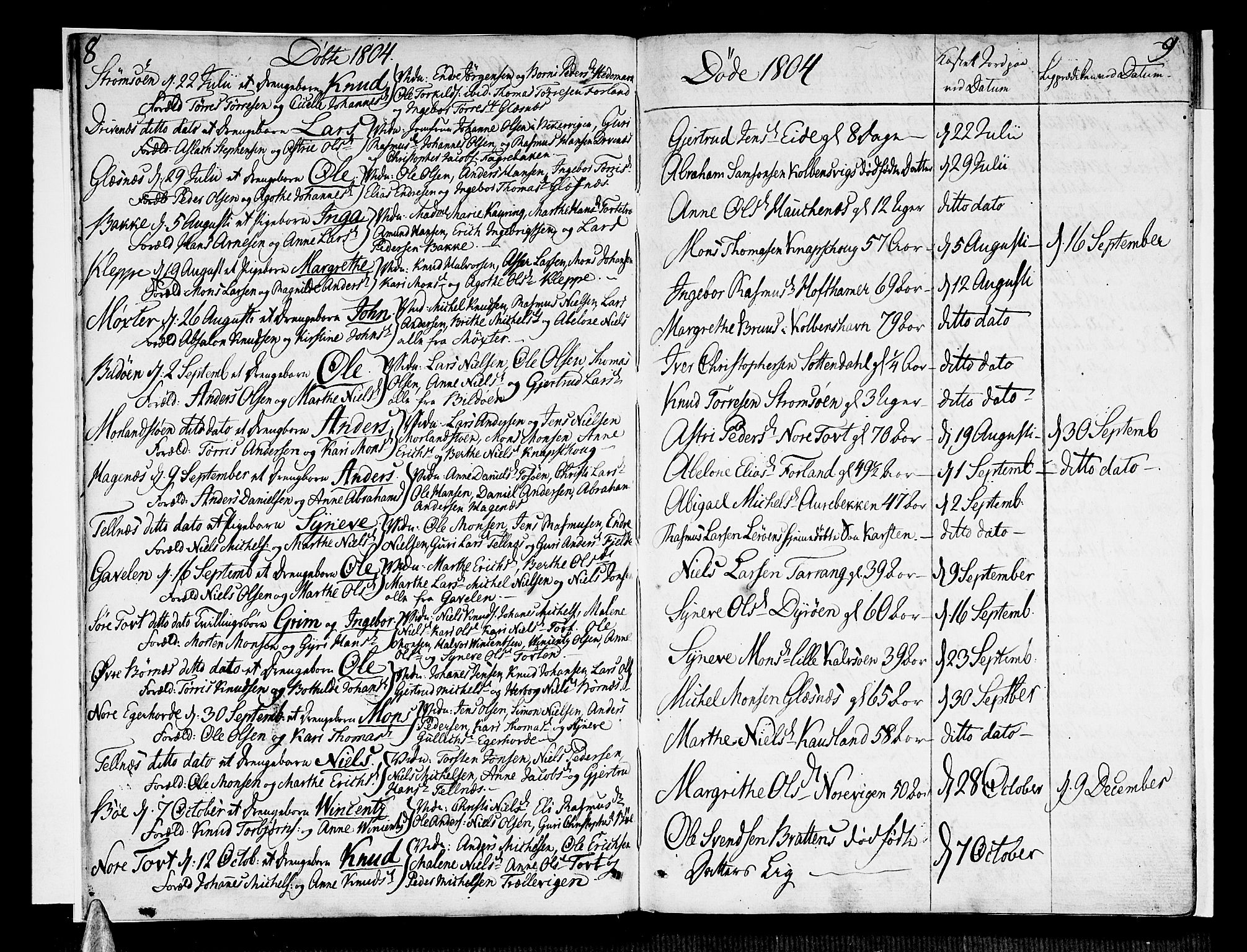 Sund sokneprestembete, AV/SAB-A-99930: Parish register (official) no. A 10, 1804-1818, p. 8-9