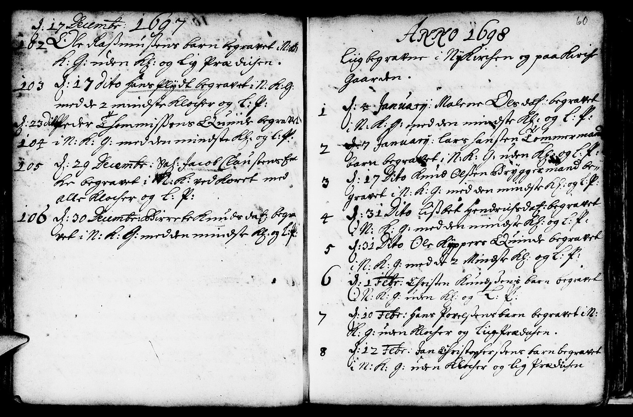 Nykirken Sokneprestembete, AV/SAB-A-77101/H/Haa/L0009: Parish register (official) no. A 9, 1689-1759, p. 60