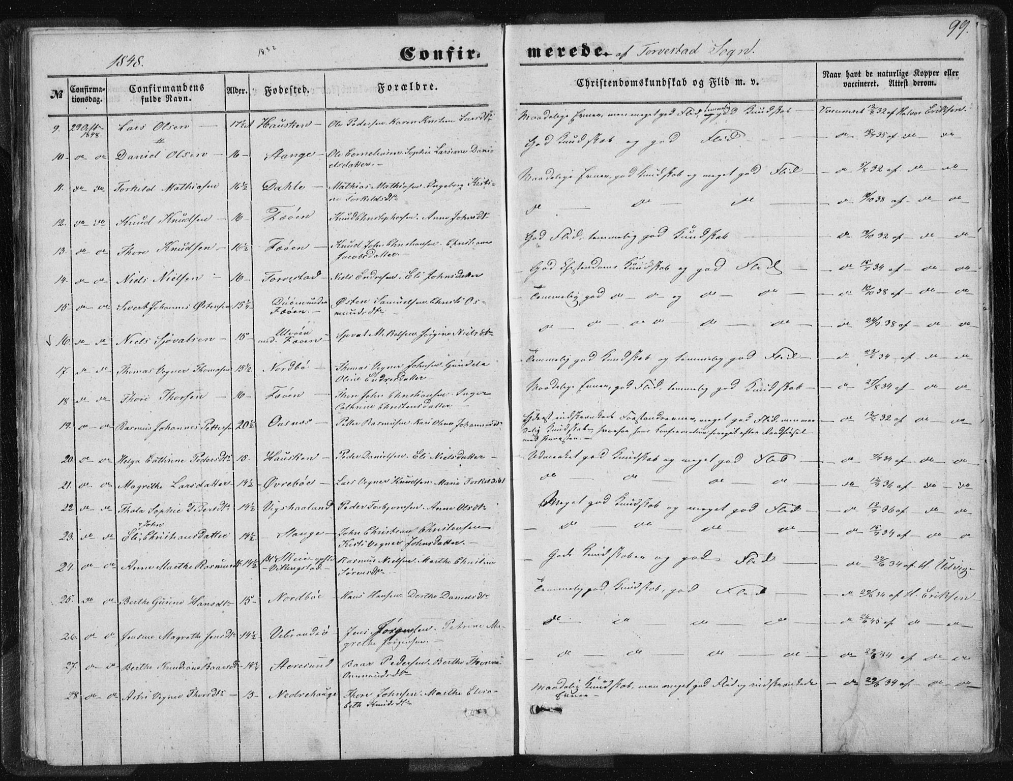 Torvastad sokneprestkontor, AV/SAST-A -101857/H/Ha/Haa/L0008: Parish register (official) no. A 8, 1847-1856, p. 99