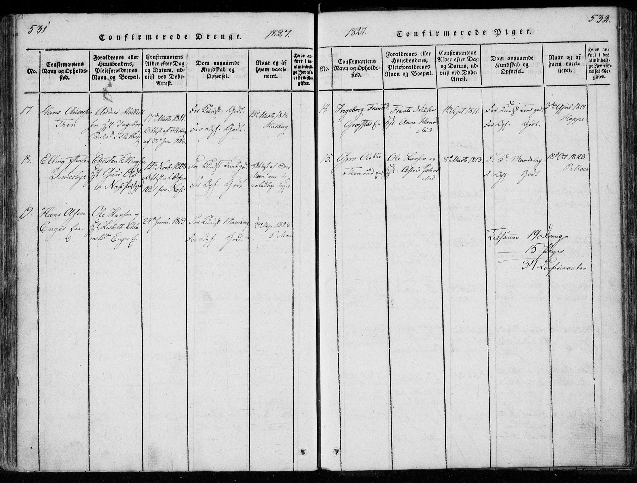 Modum kirkebøker, AV/SAKO-A-234/F/Fa/L0005: Parish register (official) no. 5, 1824-1841, p. 531-532