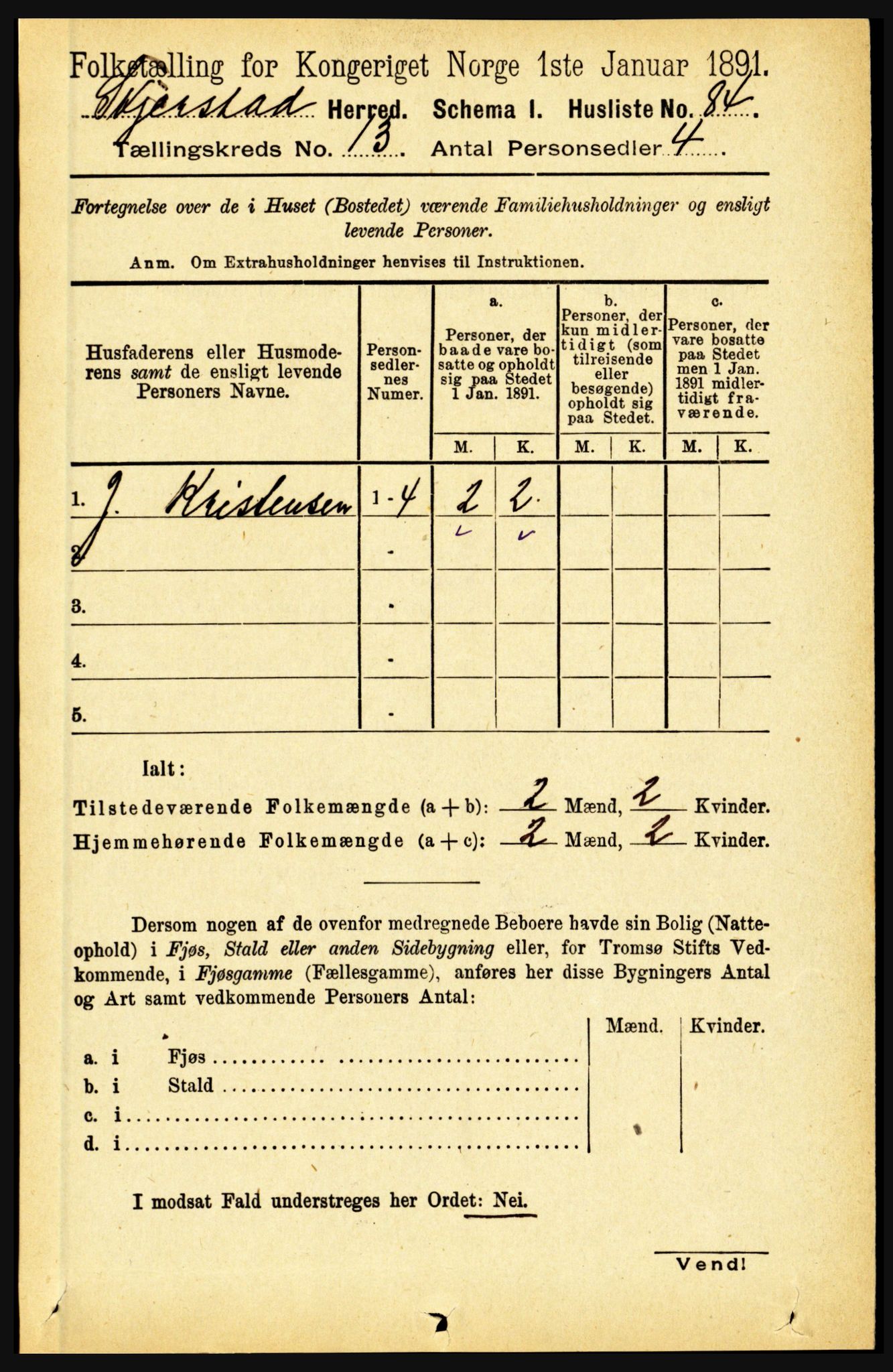 RA, 1891 census for 1842 Skjerstad, 1891, p. 4395