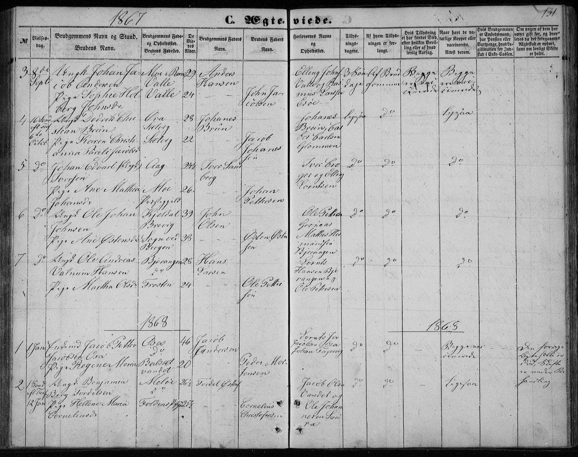 Ministerialprotokoller, klokkerbøker og fødselsregistre - Nordland, SAT/A-1459/843/L0633: Parish register (copy) no. 843C02, 1853-1873, p. 131