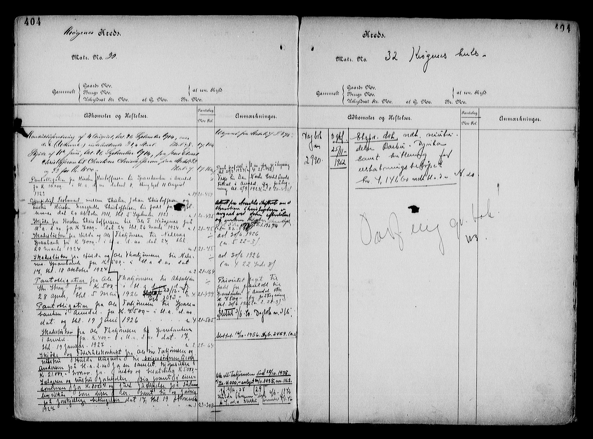 Arendal byfogd, AV/SAK-1222-0001/G/Ga/L0015: Mortgage register no. 13, 1860-1960, p. 404