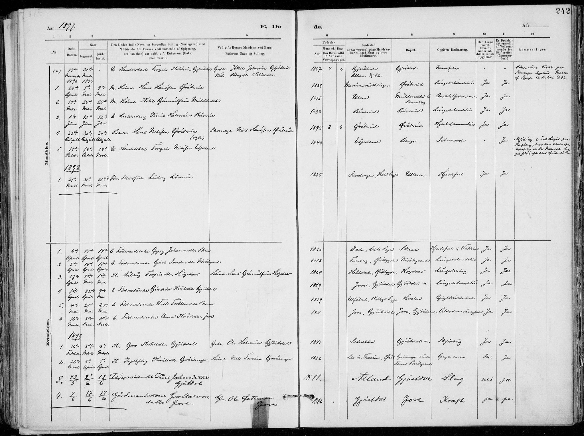 Tinn kirkebøker, SAKO/A-308/F/Fa/L0007: Parish register (official) no. I 7, 1878-1922, p. 242