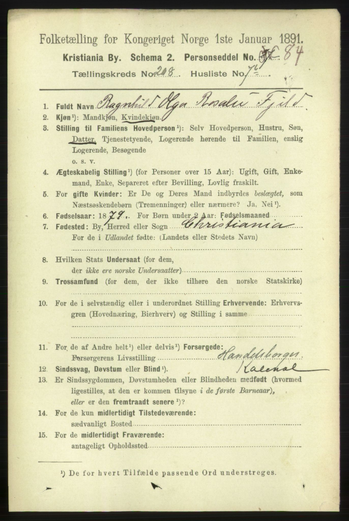 RA, 1891 census for 0301 Kristiania, 1891, p. 125072