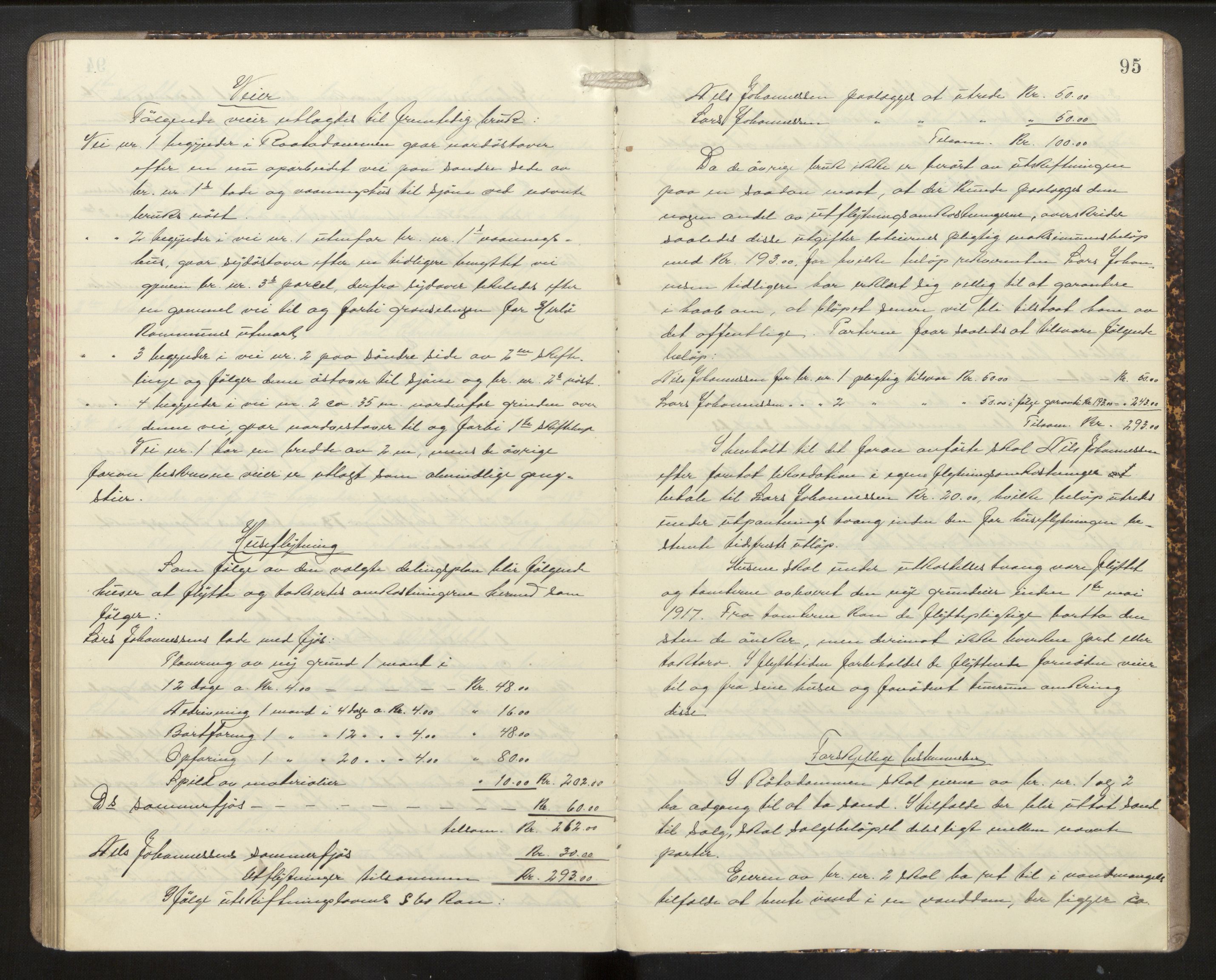 Hordaland jordskiftedøme - II Ytre Nordhordland jordskiftedistrikt, AV/SAB-A-6901/A/Aa/L0013: Forhandlingsprotokoll, 1914-1915, p. 94b-95a