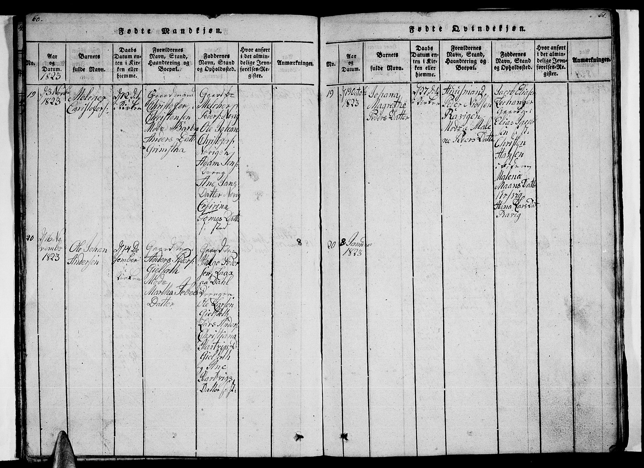 Ministerialprotokoller, klokkerbøker og fødselsregistre - Nordland, AV/SAT-A-1459/805/L0105: Parish register (copy) no. 805C01, 1820-1839, p. 60-61