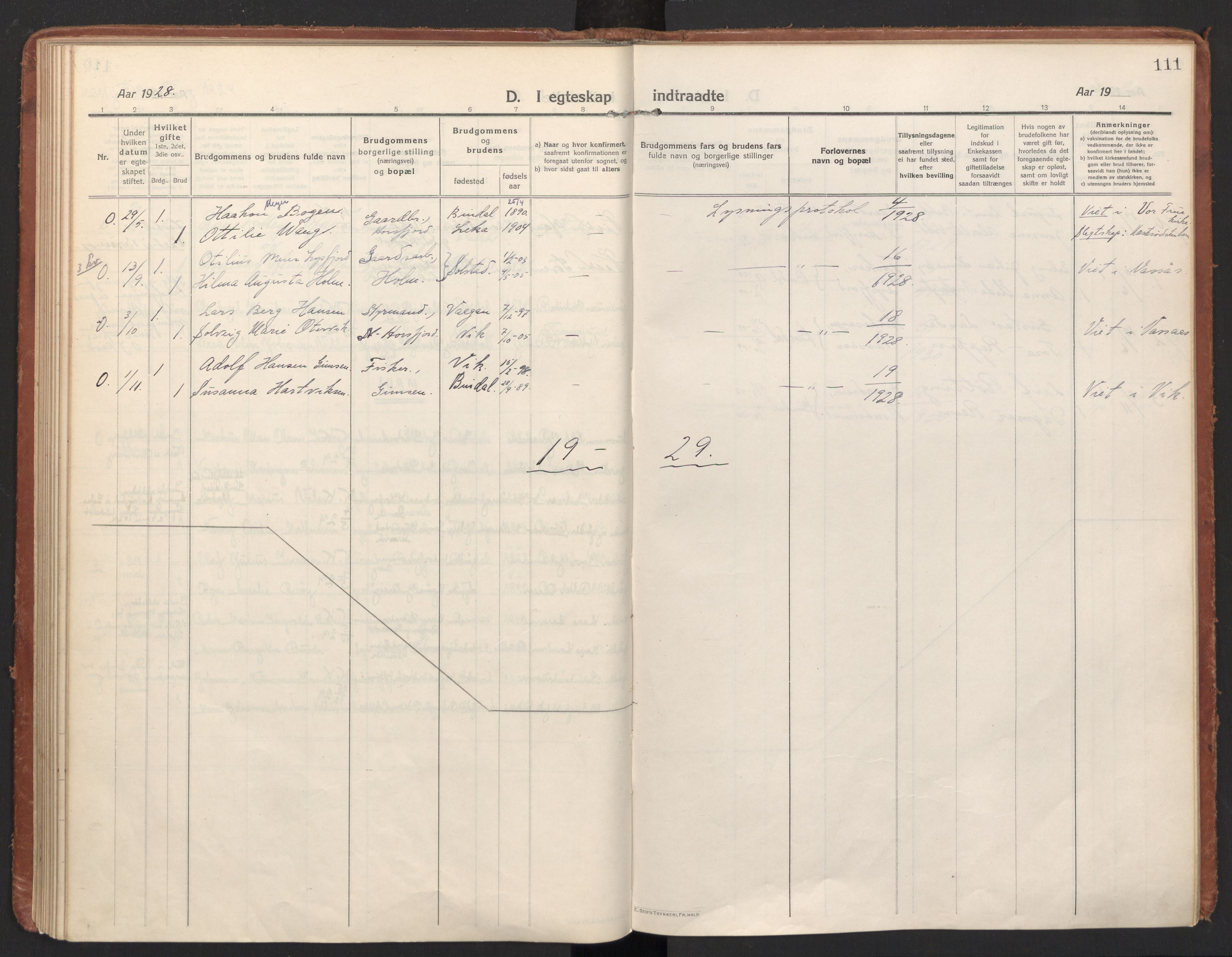 Ministerialprotokoller, klokkerbøker og fødselsregistre - Nordland, AV/SAT-A-1459/811/L0168: Parish register (official) no. 811A05, 1914-1932, p. 111