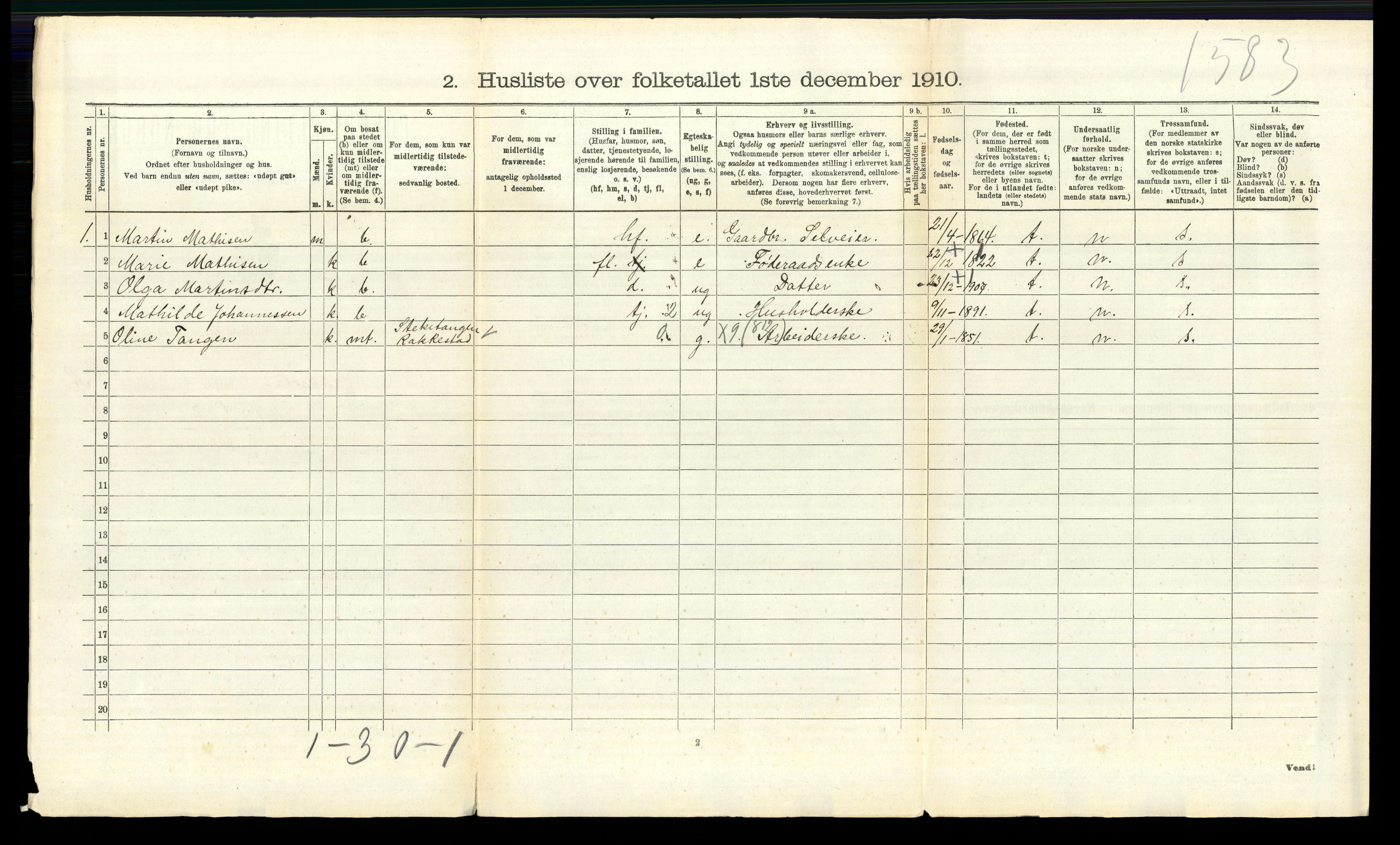 RA, 1910 census for Rakkestad, 1910, p. 1218