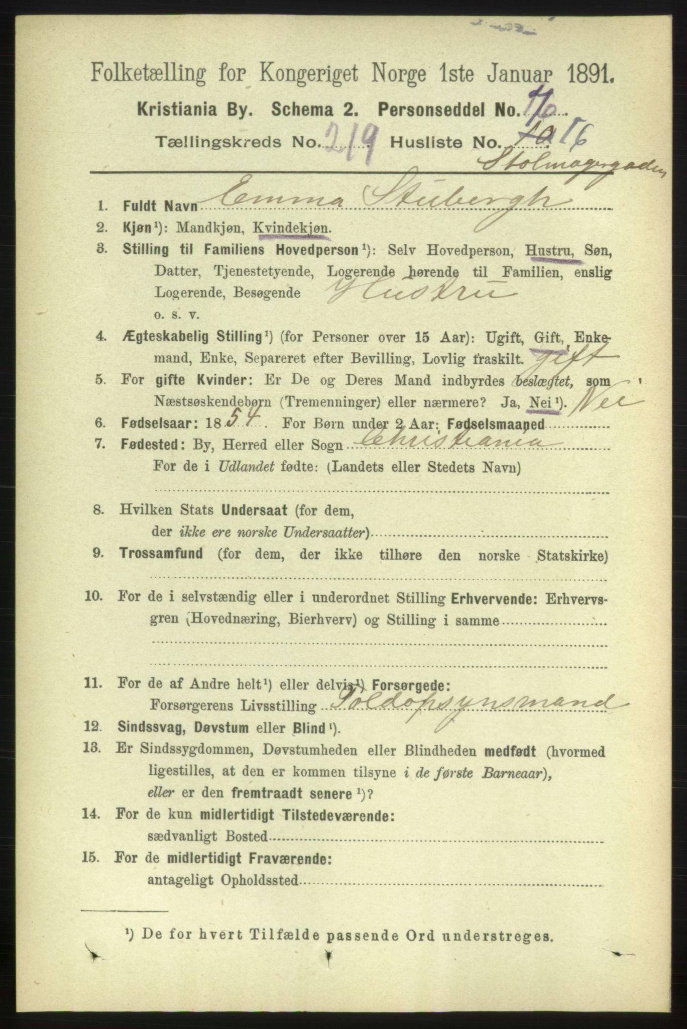 RA, 1891 census for 0301 Kristiania, 1891, p. 130459