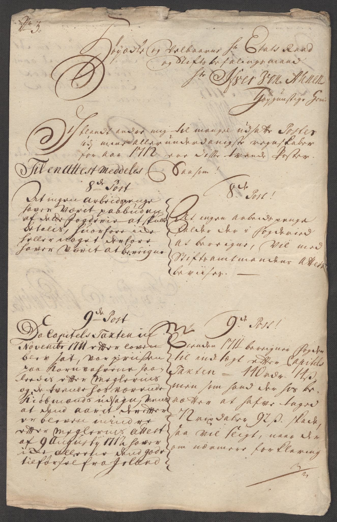 Rentekammeret inntil 1814, Reviderte regnskaper, Fogderegnskap, AV/RA-EA-4092/R57/L3861: Fogderegnskap Fosen, 1712-1713, p. 240