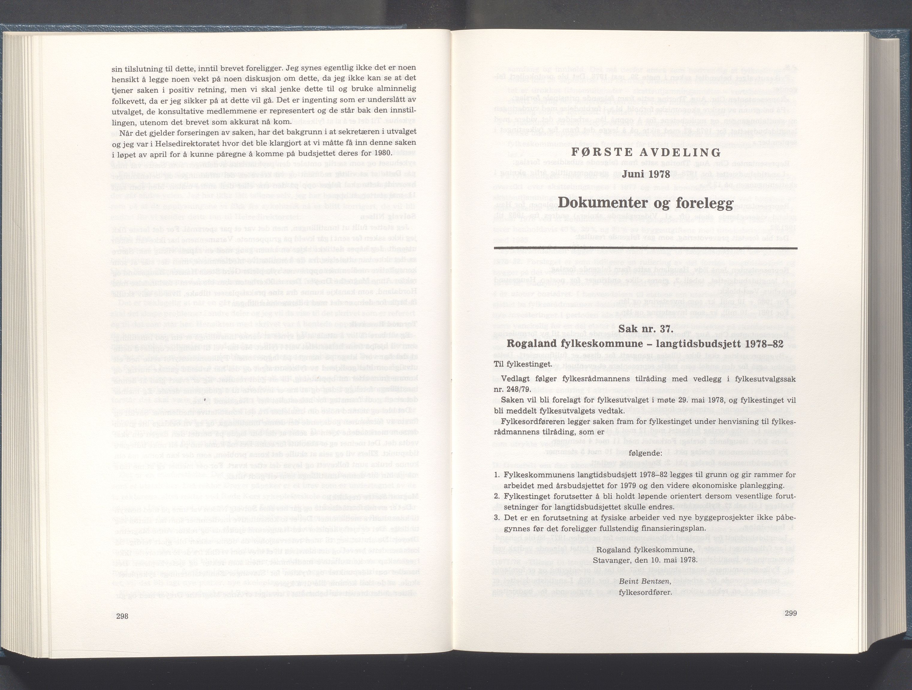 Rogaland fylkeskommune - Fylkesrådmannen , IKAR/A-900/A/Aa/Aaa/L0098: Møtebok , 1978, p. 298-299