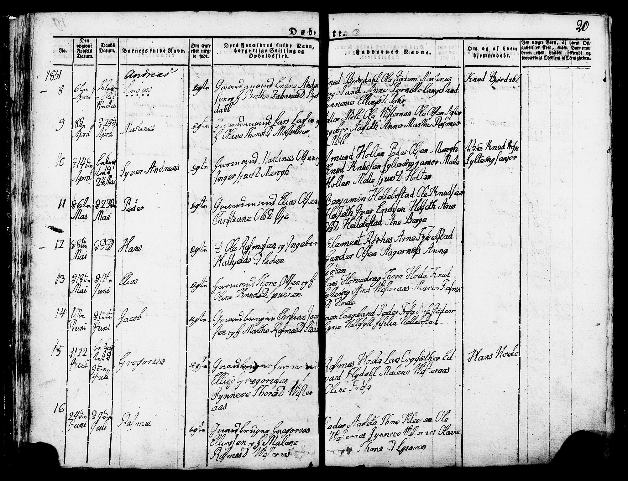 Ministerialprotokoller, klokkerbøker og fødselsregistre - Møre og Romsdal, AV/SAT-A-1454/517/L0221: Parish register (official) no. 517A01, 1827-1858, p. 20