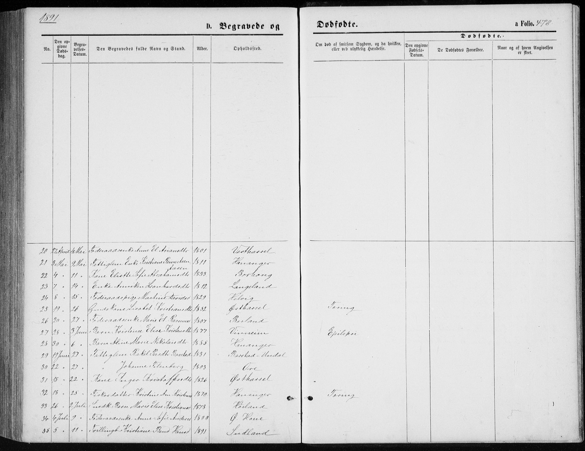 Lista sokneprestkontor, AV/SAK-1111-0027/F/Fb/L0004: Parish register (copy) no. B 4, 1877-1891, p. 478