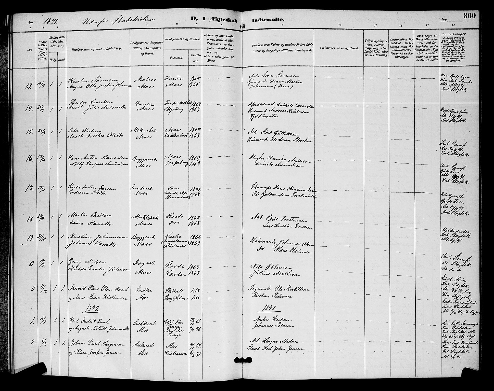 Moss prestekontor Kirkebøker, AV/SAO-A-2003/G/Ga/L0006: Parish register (copy) no. I 6, 1889-1900, p. 360