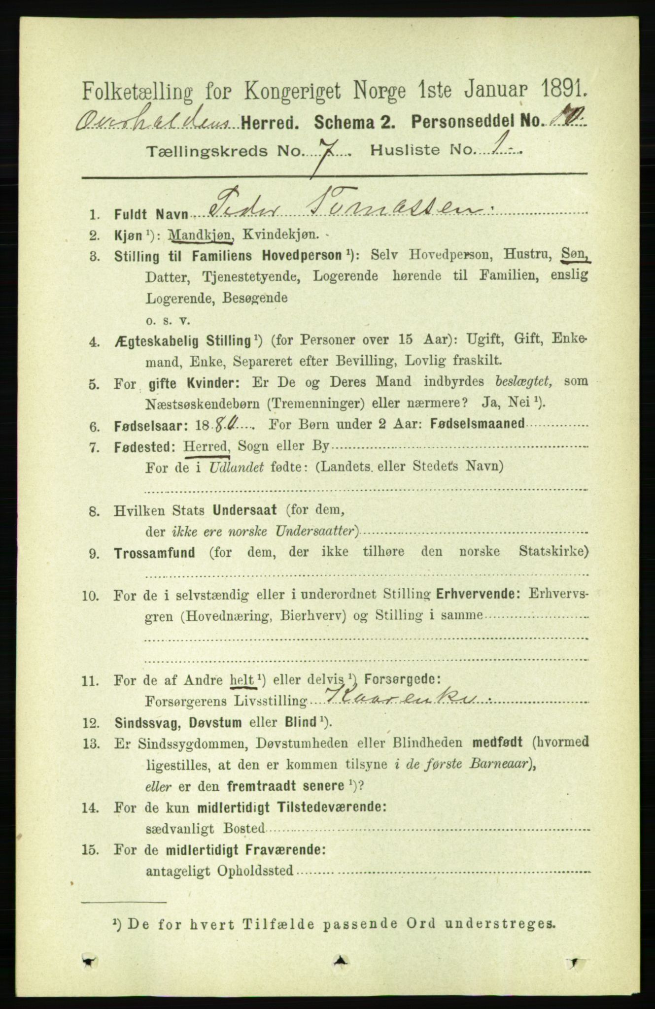 RA, 1891 census for 1744 Overhalla, 1891, p. 2648