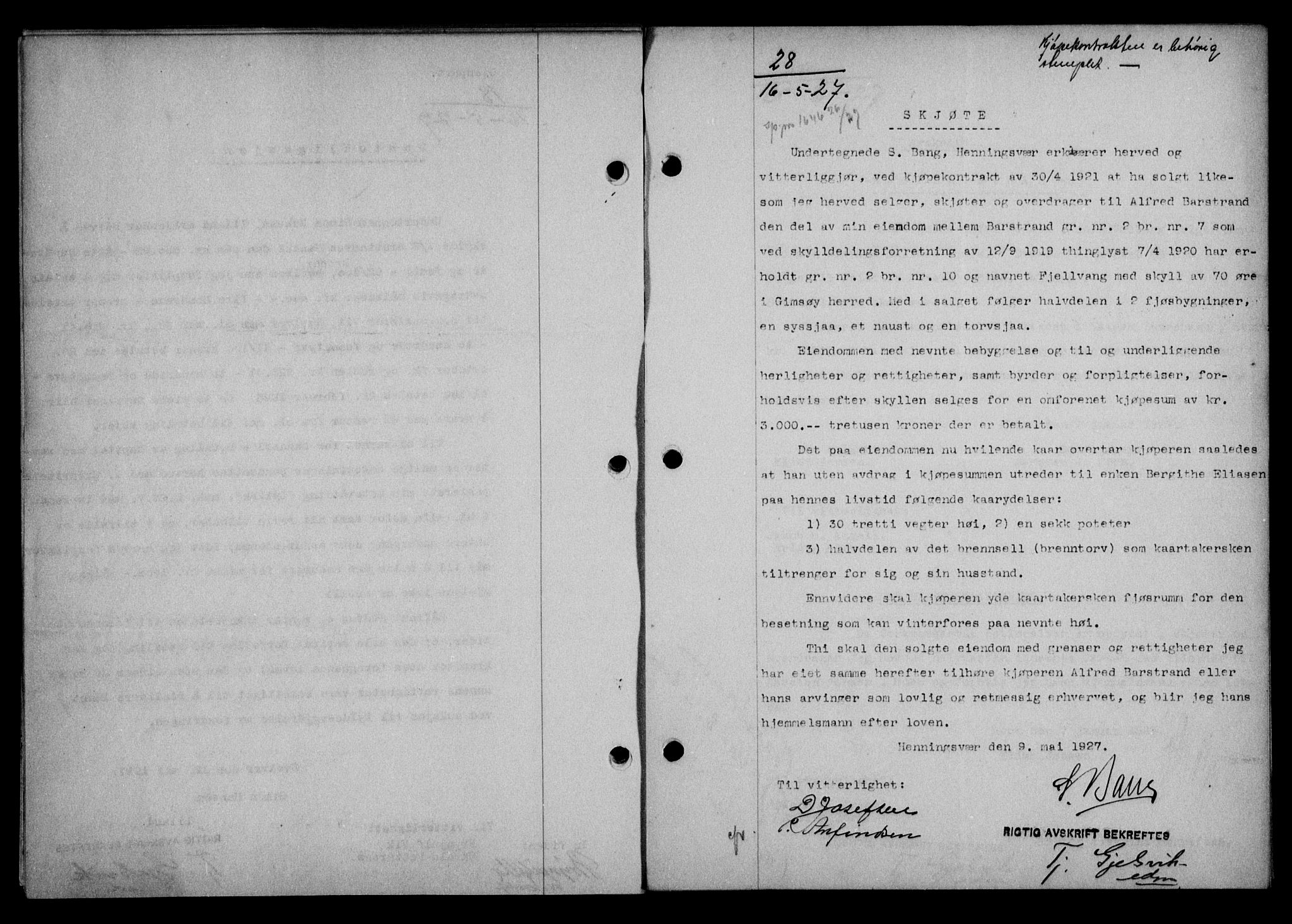 Lofoten sorenskriveri, SAT/A-0017/1/2/2C/L0015b: Mortgage book no. 15b, 1927-1927, Deed date: 16.05.1927