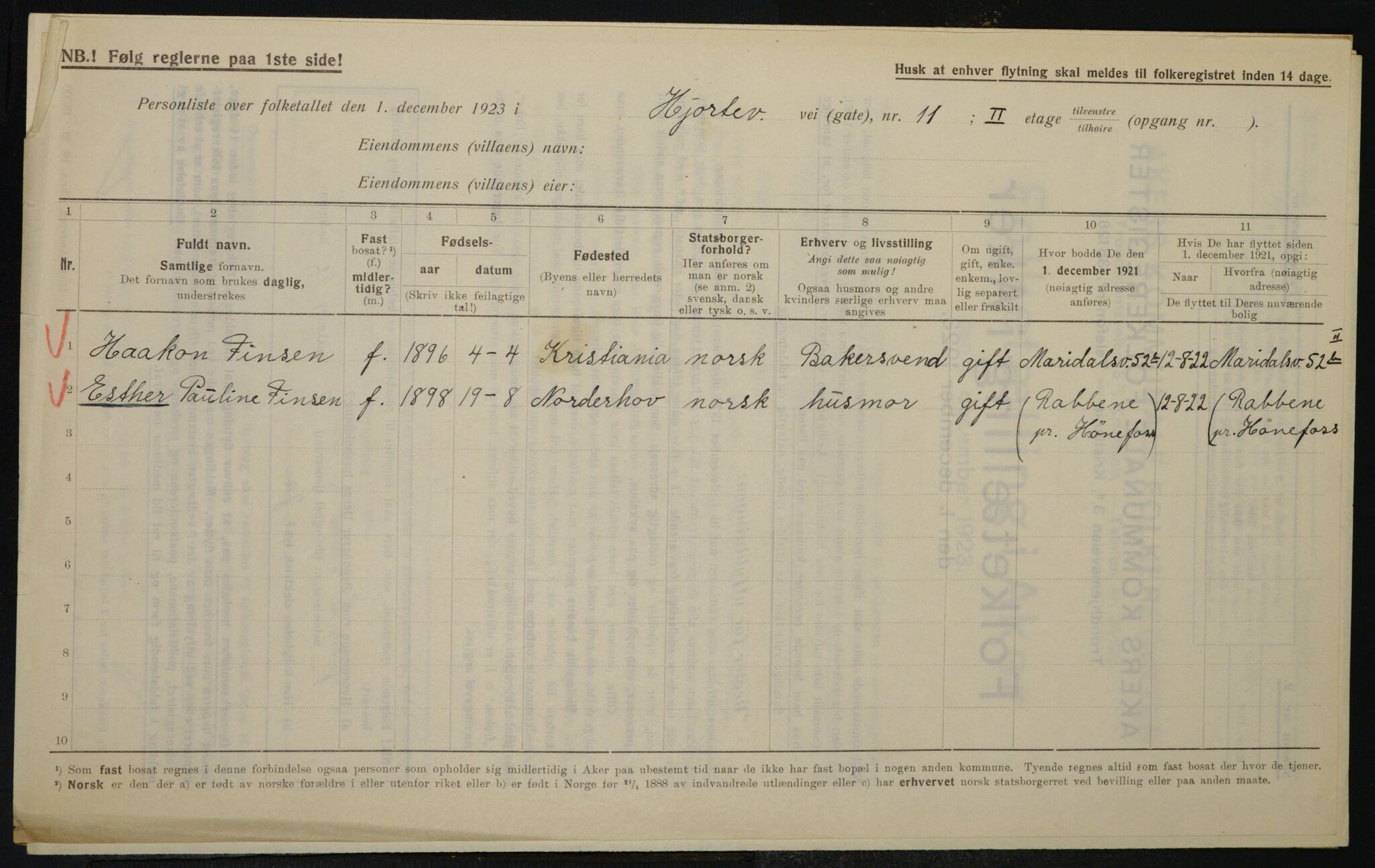 , Municipal Census 1923 for Aker, 1923, p. 20682