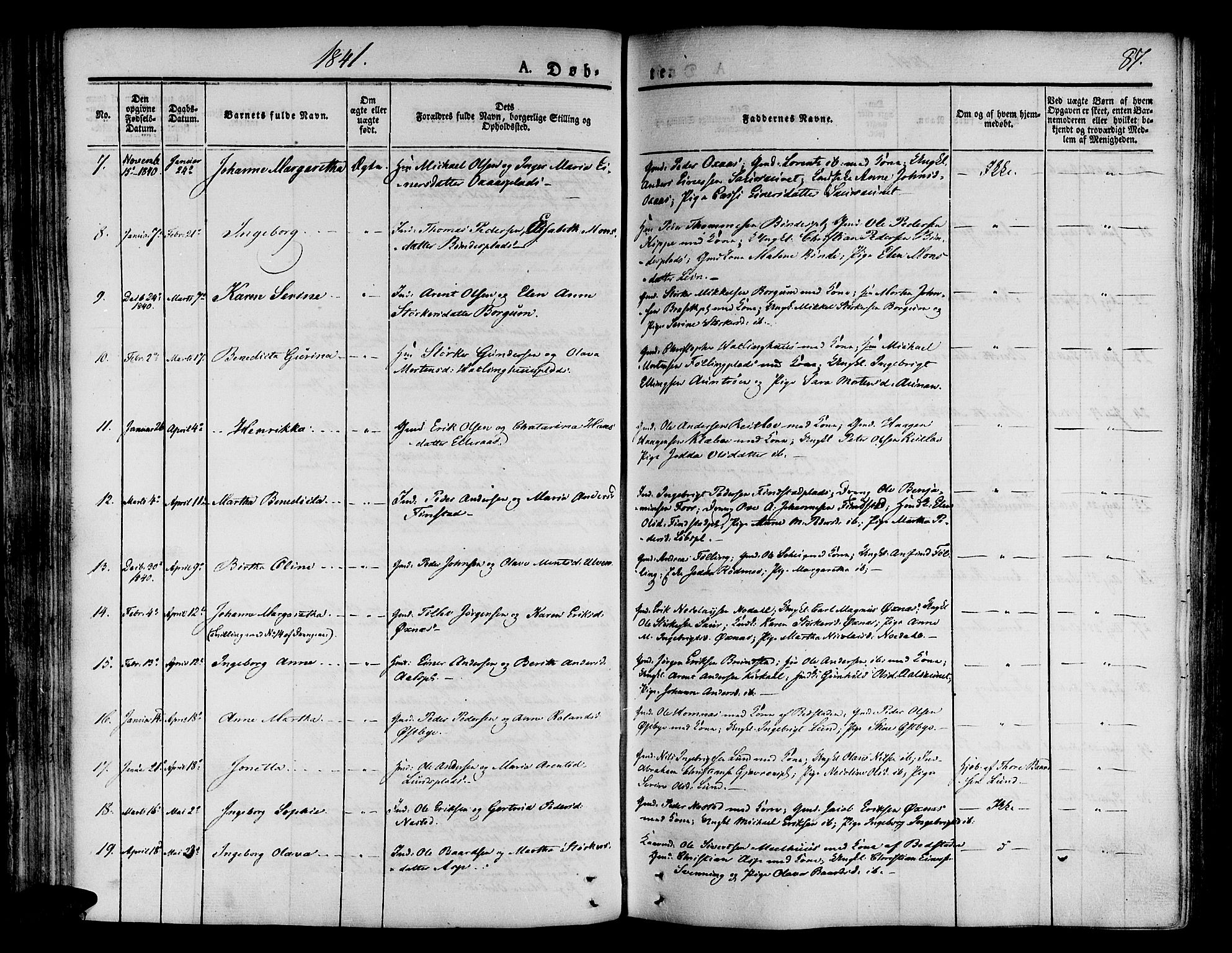 Ministerialprotokoller, klokkerbøker og fødselsregistre - Nord-Trøndelag, AV/SAT-A-1458/746/L0445: Parish register (official) no. 746A04, 1826-1846, p. 87