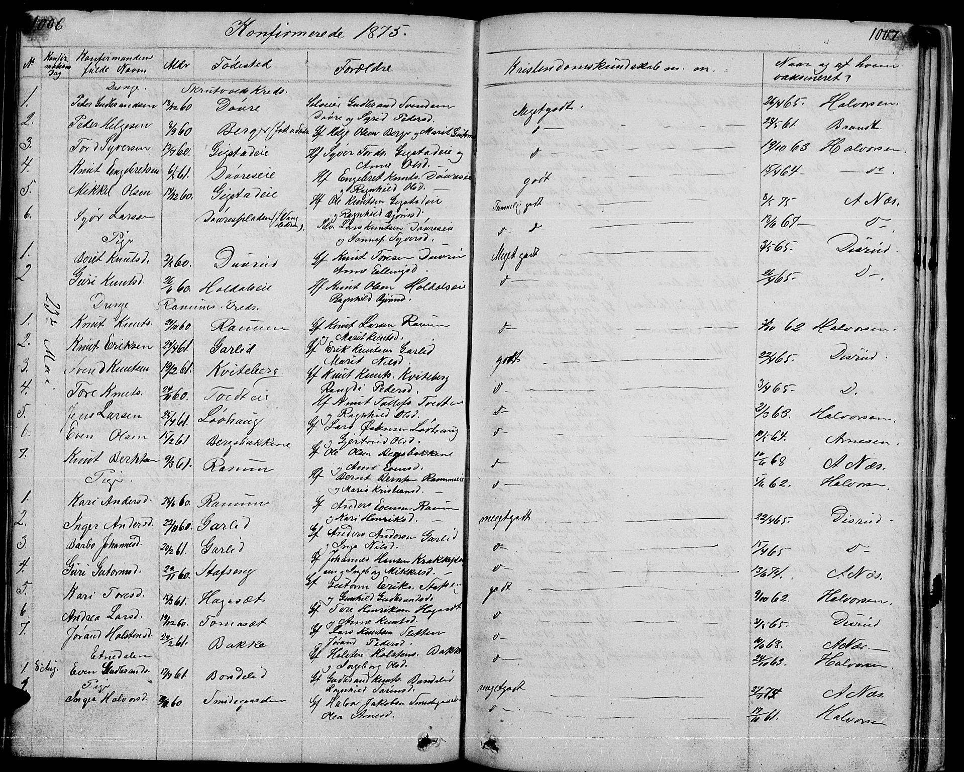 Nord-Aurdal prestekontor, SAH/PREST-132/H/Ha/Hab/L0001: Parish register (copy) no. 1, 1834-1887, p. 1006-1007