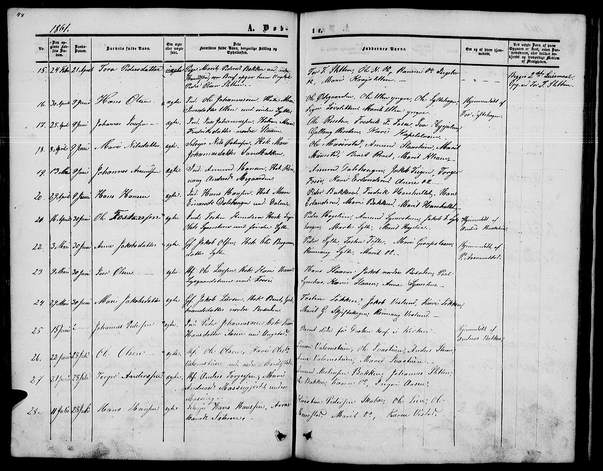 Nord-Fron prestekontor, SAH/PREST-080/H/Ha/Hab/L0002: Parish register (copy) no. 2, 1851-1883, p. 48