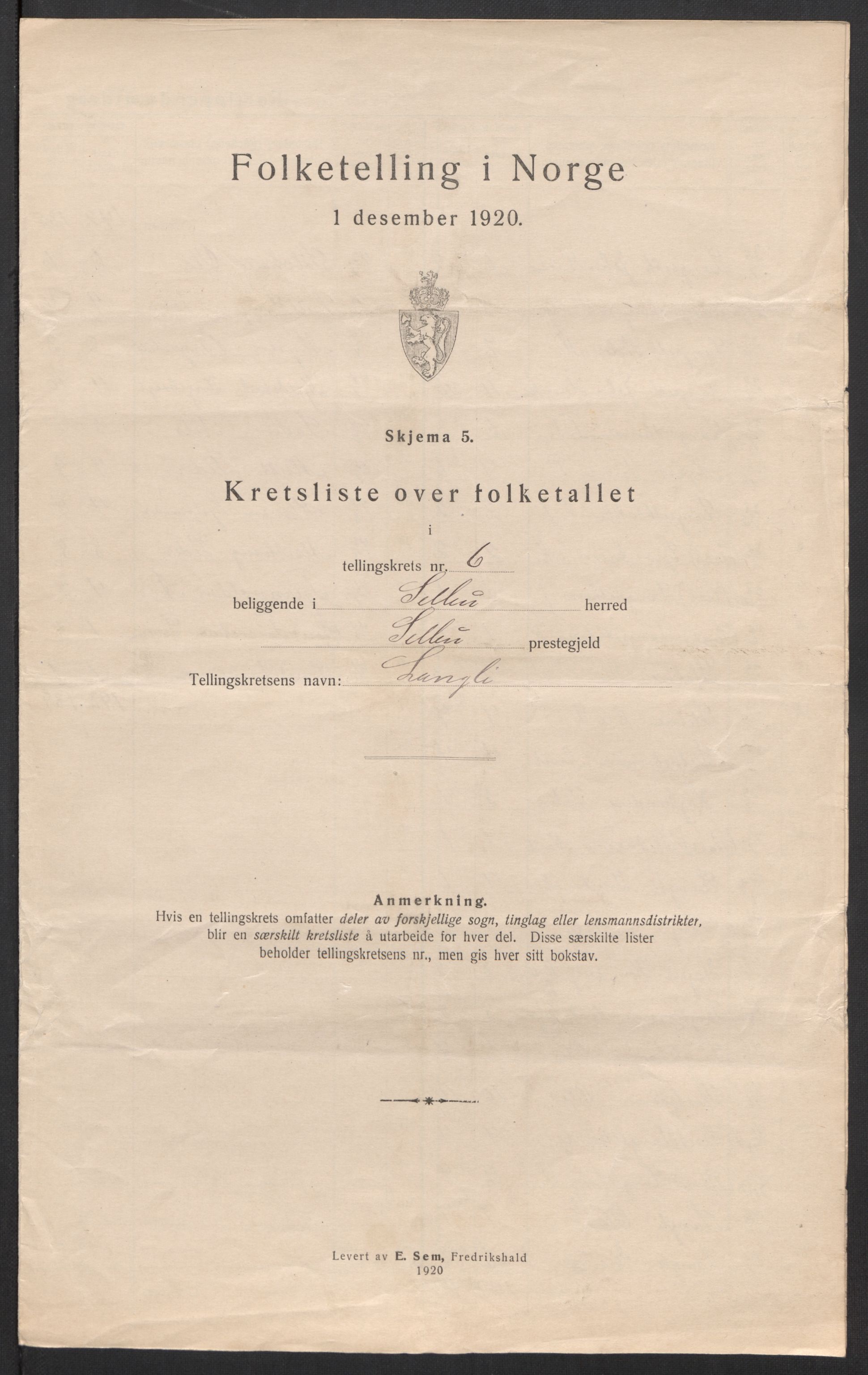 SAT, 1920 census for Selbu, 1920, p. 23