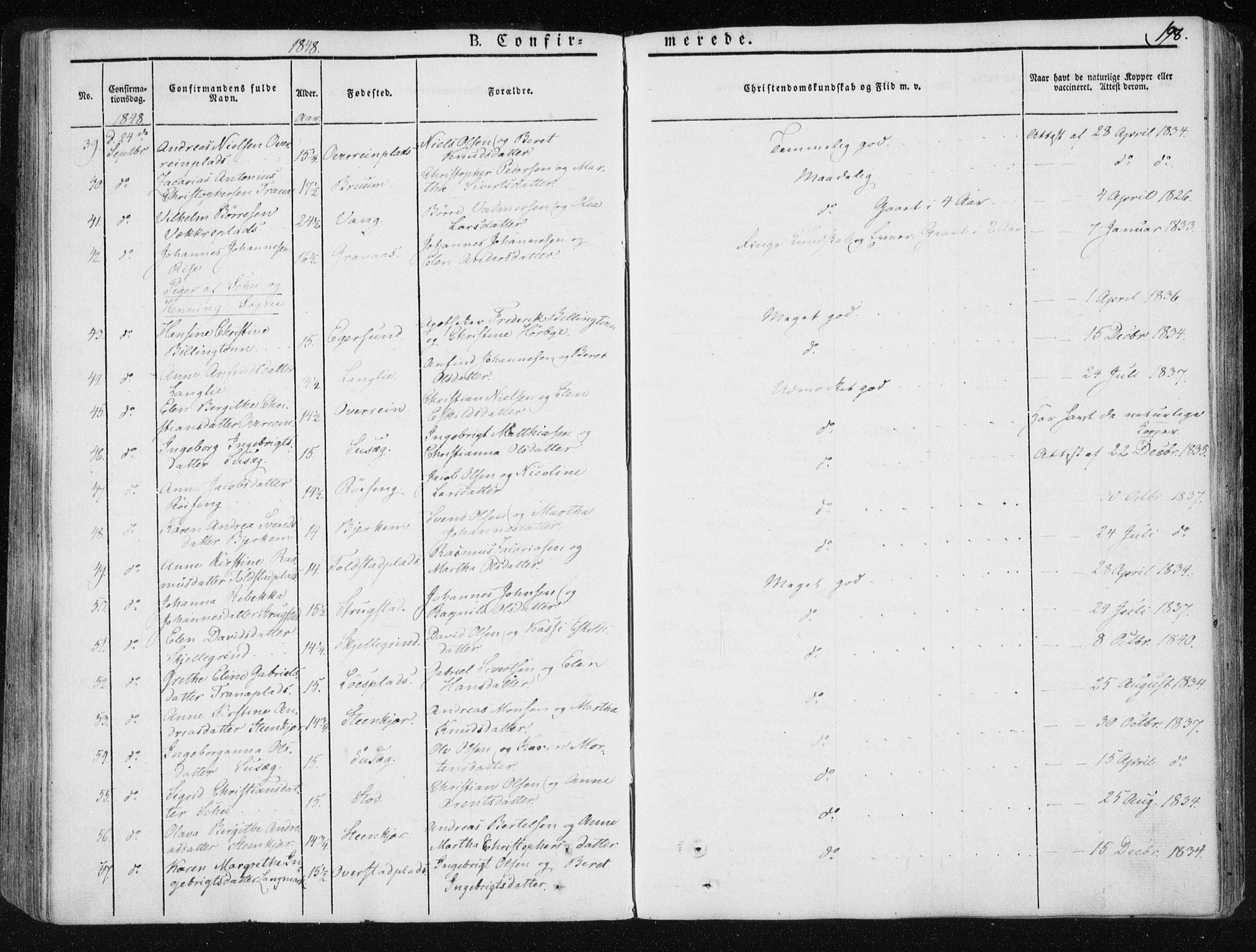 Ministerialprotokoller, klokkerbøker og fødselsregistre - Nord-Trøndelag, AV/SAT-A-1458/735/L0339: Parish register (official) no. 735A06 /1, 1836-1848, p. 198