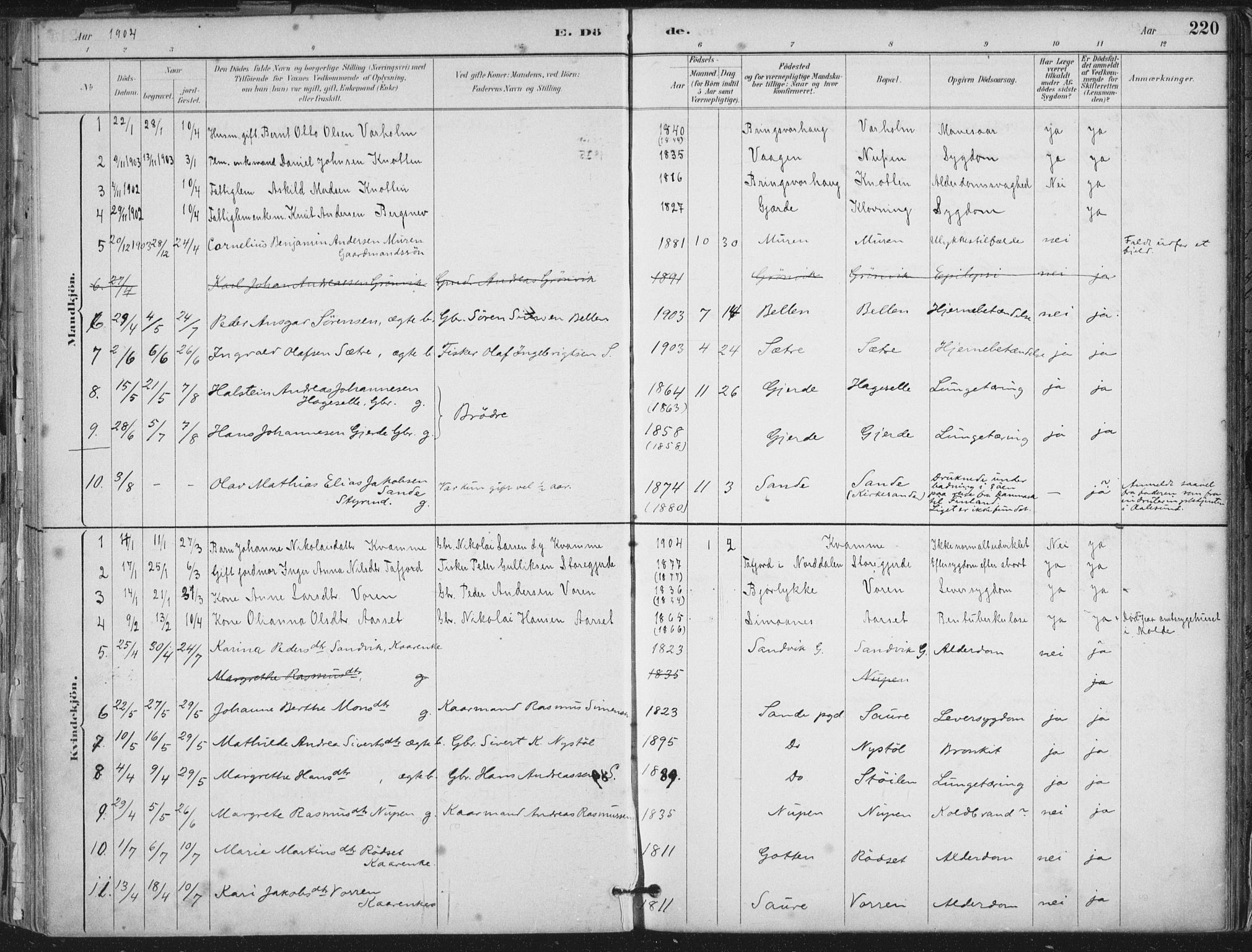 Ministerialprotokoller, klokkerbøker og fødselsregistre - Møre og Romsdal, SAT/A-1454/503/L0037: Parish register (official) no. 503A05, 1884-1900, p. 220