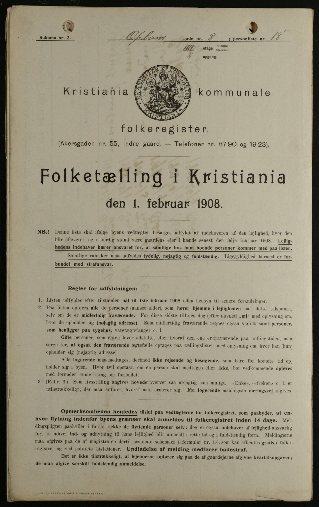 OBA, Municipal Census 1908 for Kristiania, 1908, p. 67873