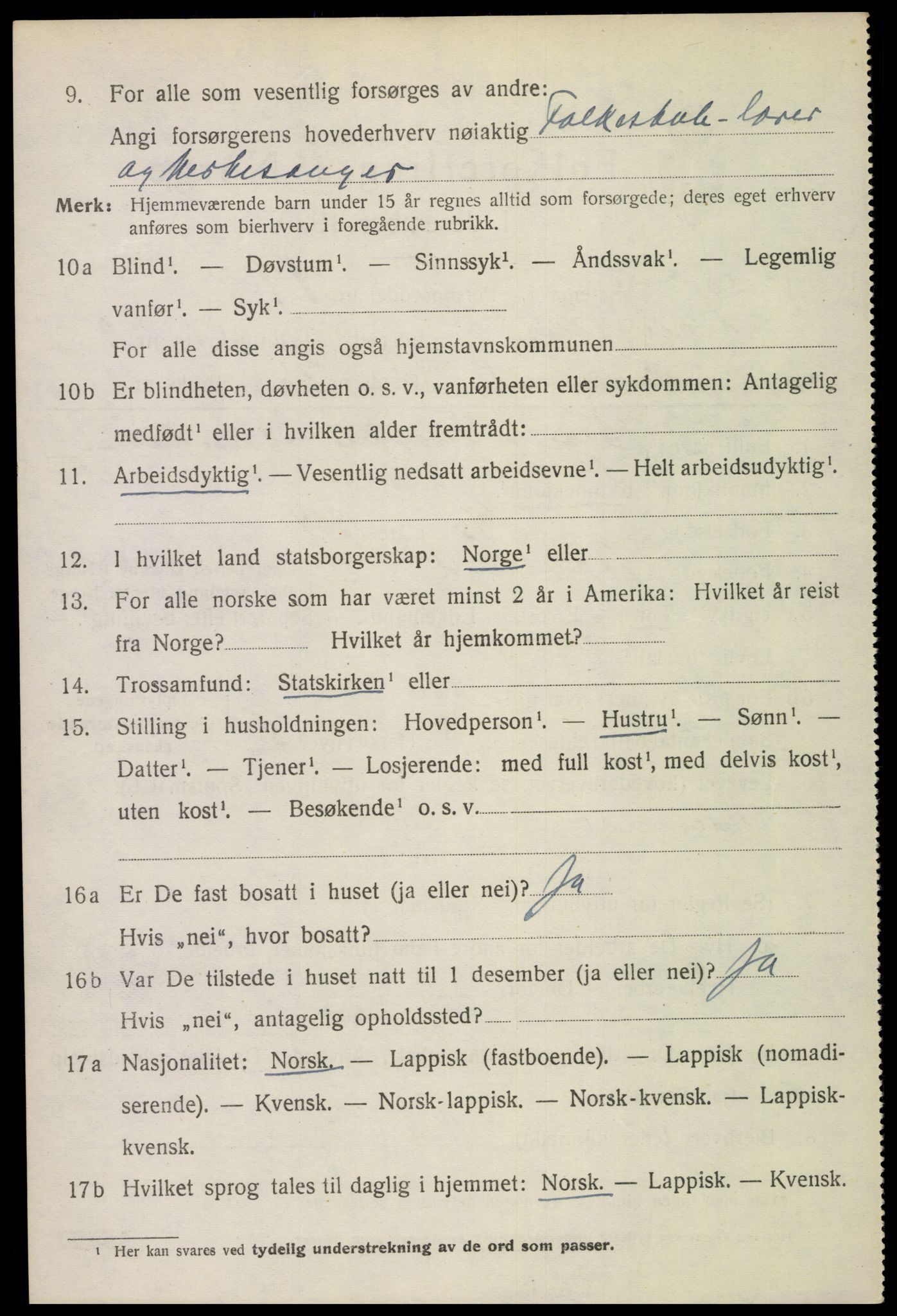 SAT, 1920 census for Langenes, 1920, p. 1149