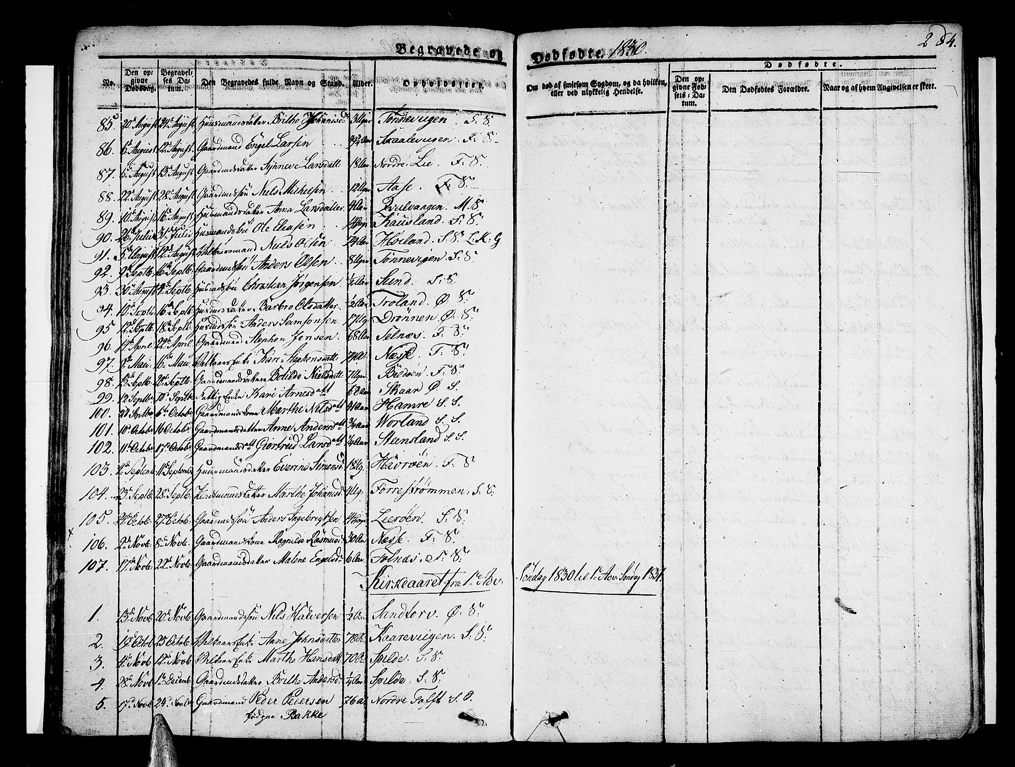 Sund sokneprestembete, SAB/A-99930: Parish register (official) no. A 12, 1825-1835, p. 284