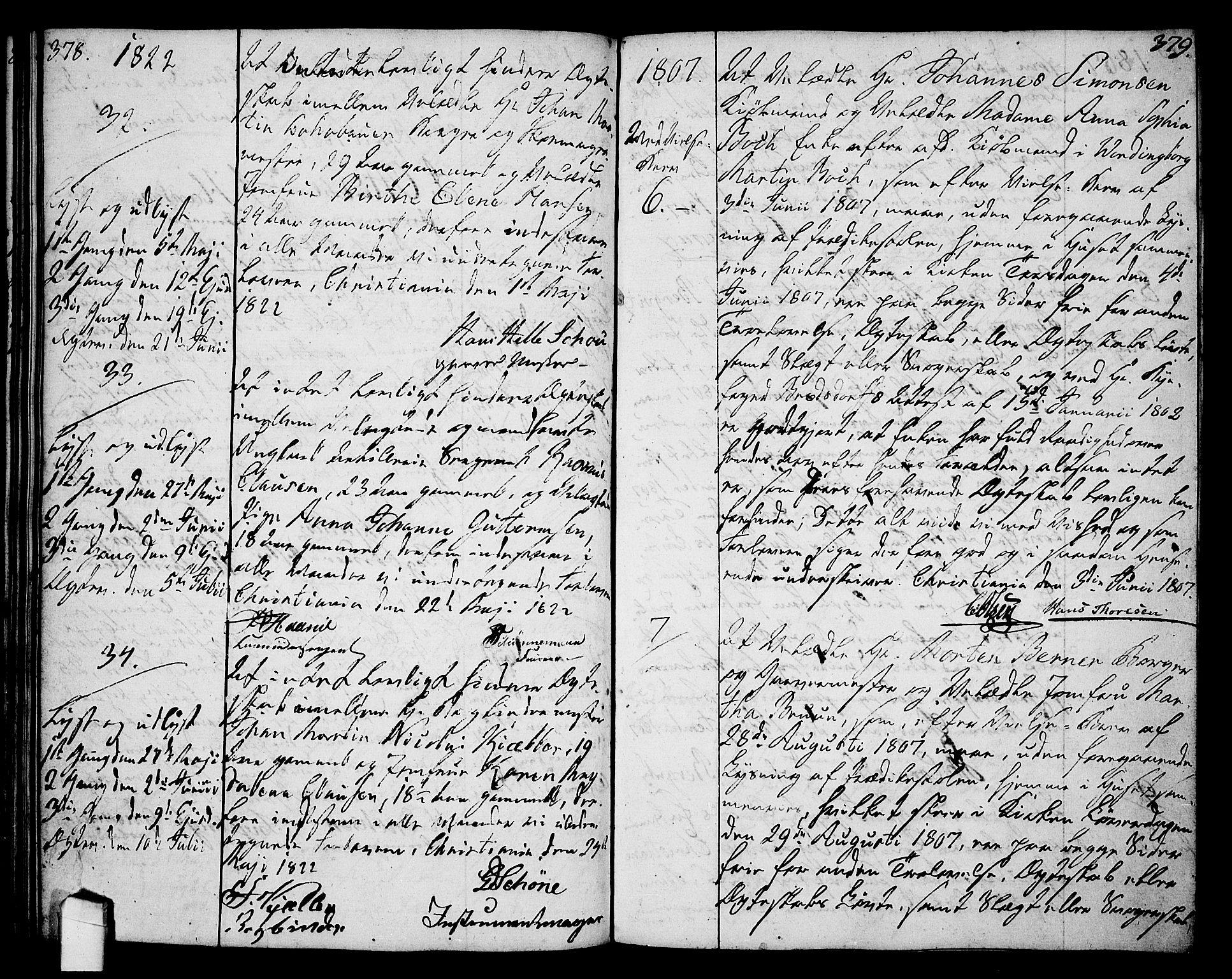 Oslo domkirke Kirkebøker, AV/SAO-A-10752/L/La/L0011: Best man's statements no. 11, 1807-1819, p. 378-379