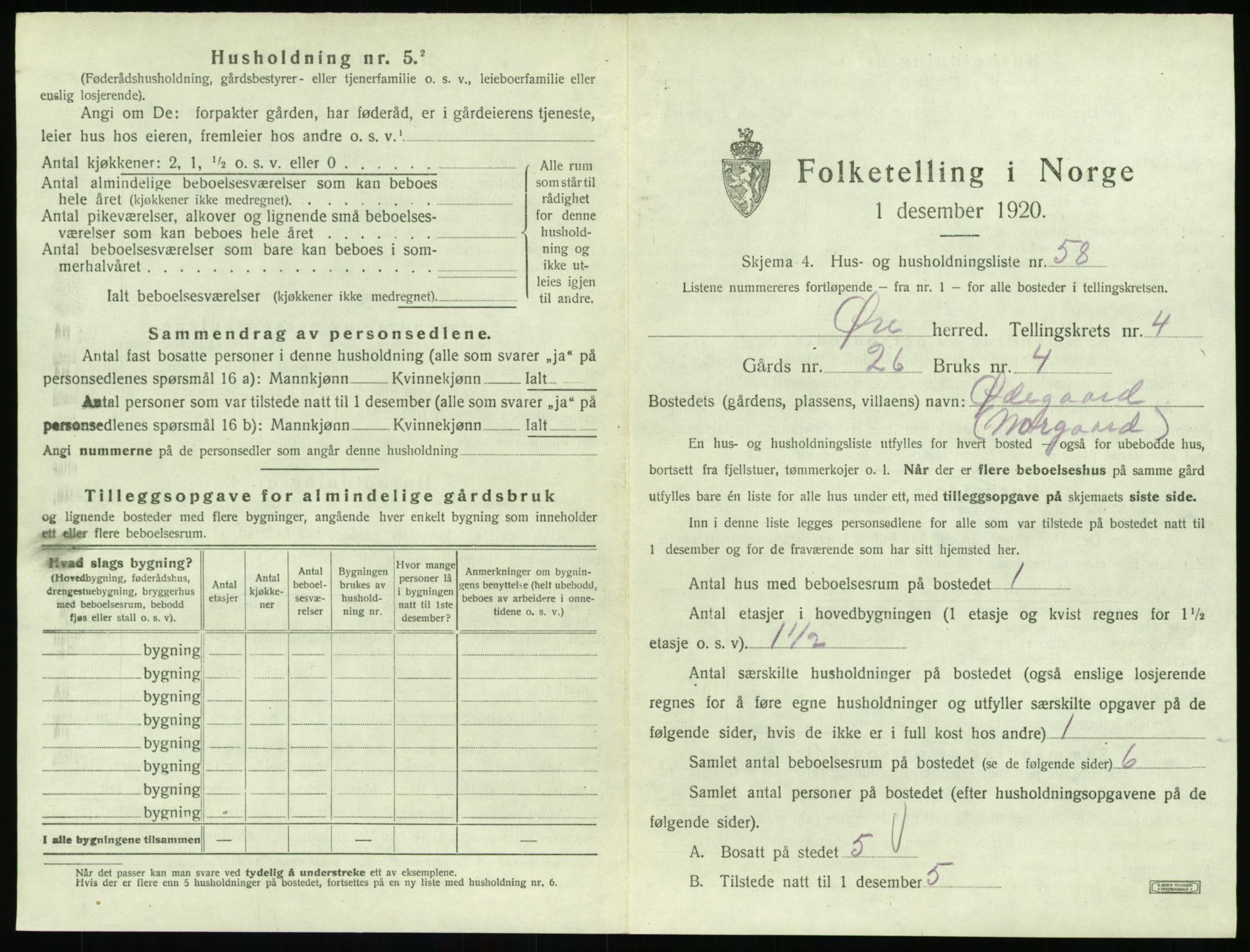 SAT, 1920 census for Øre, 1920, p. 401