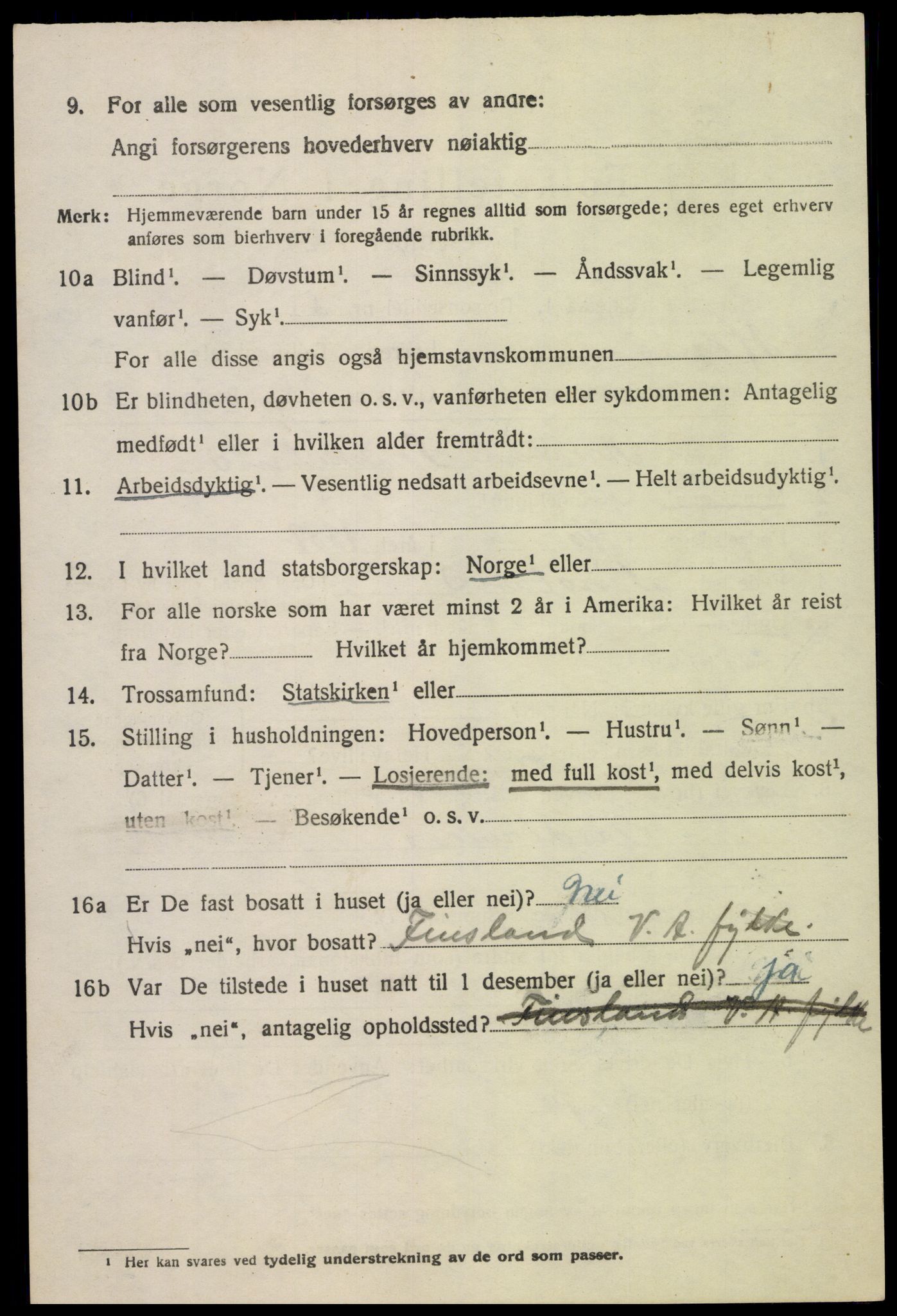 SAK, 1920 census for Hægeland, 1920, p. 2098