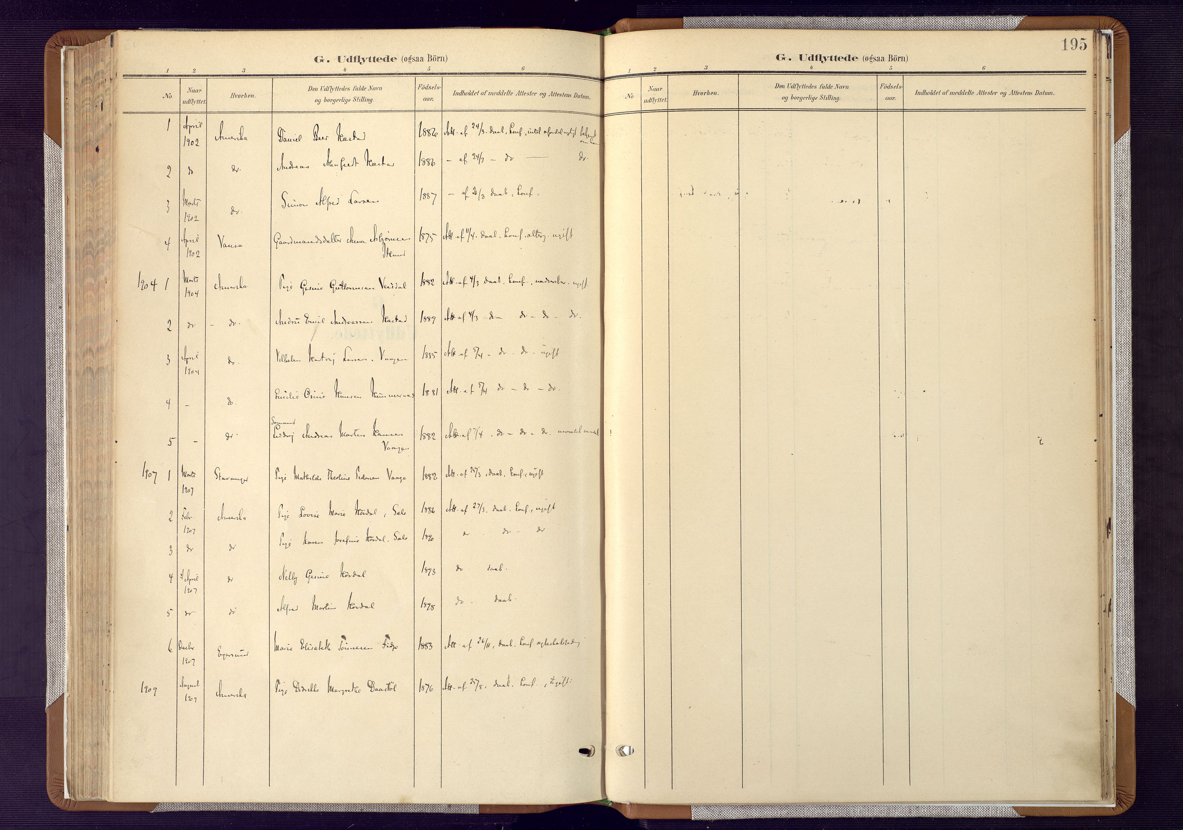 Flekkefjord sokneprestkontor, AV/SAK-1111-0012/F/Fa/Fab/L0007: Parish register (official) no. A 7, 1902-1921, p. 195