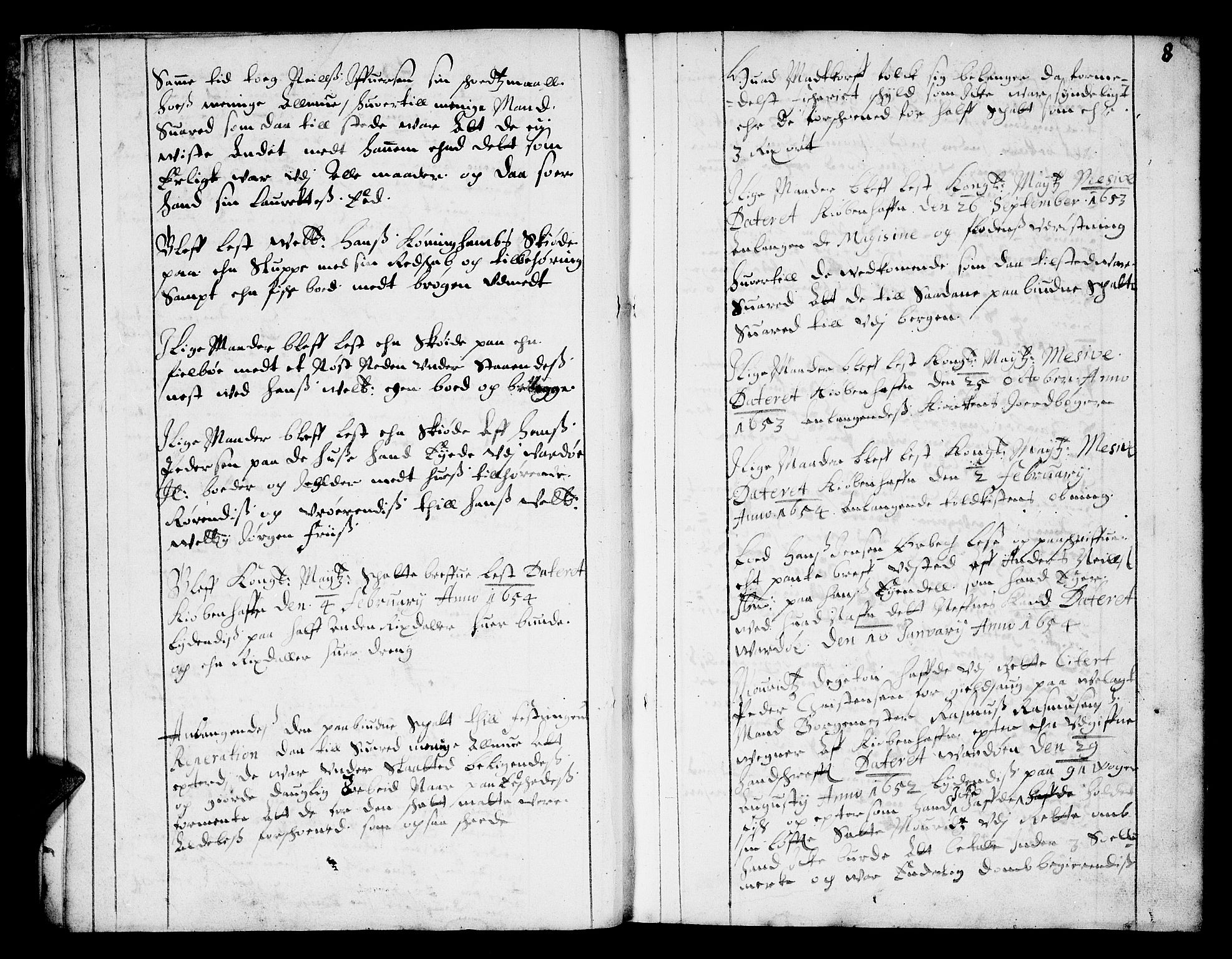 Finnmark sorenskriveri, AV/SATØ-S-0053/F/Fa/L0009: Justisprotokoller, 1654-1663, p. 7b-8a