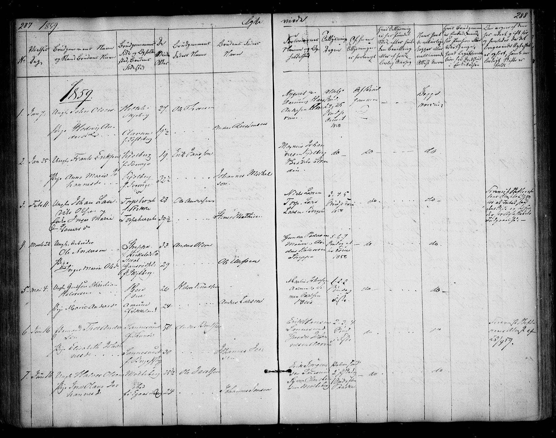 Borge prestekontor Kirkebøker, AV/SAO-A-10903/F/Fa/L0005: Parish register (official) no. I 5, 1848-1860, p. 287-288