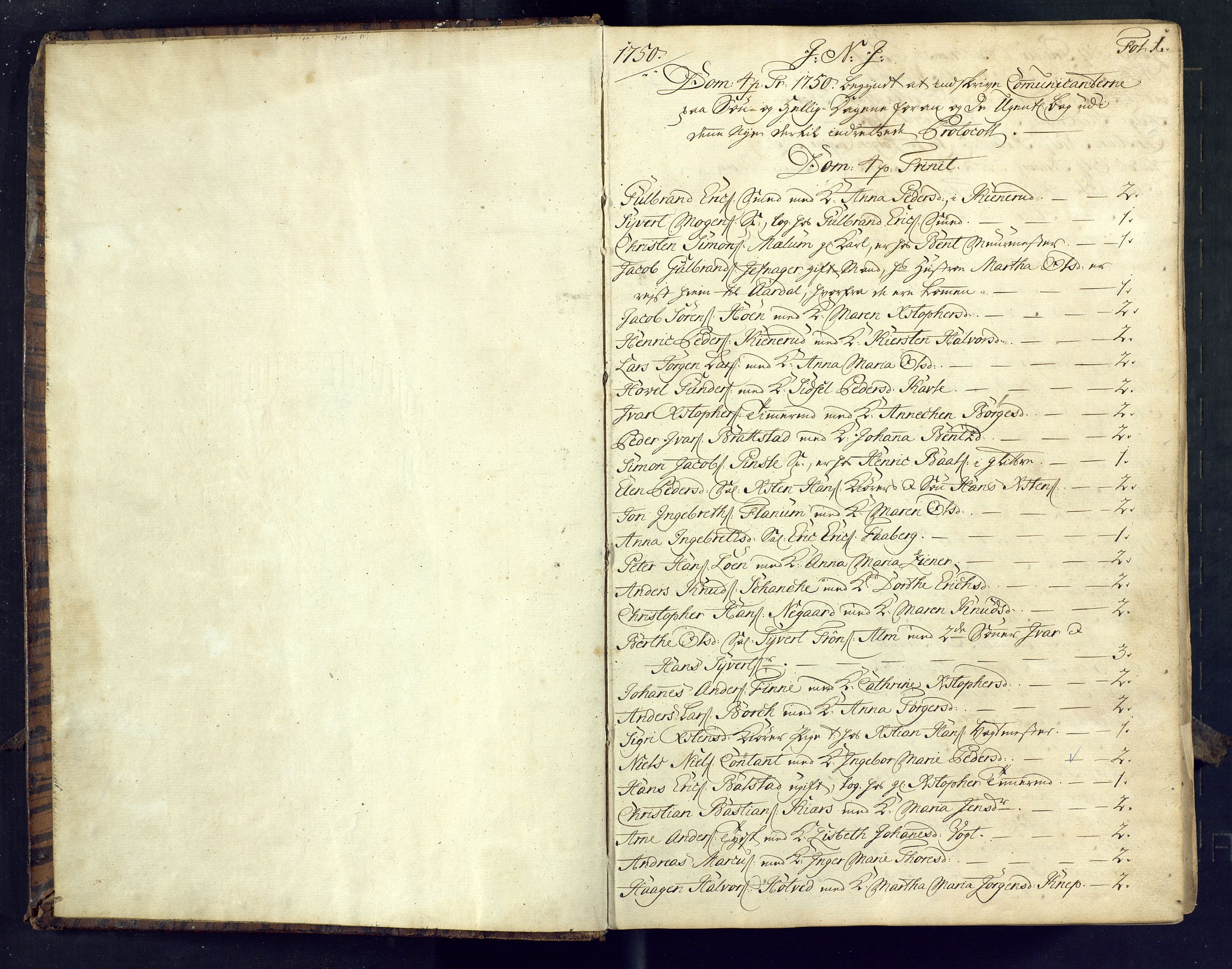 Kongsberg kirkebøker, SAKO/A-22/M/Ma/L0004: Communicants register no. 4, 1750-1755, p. 1
