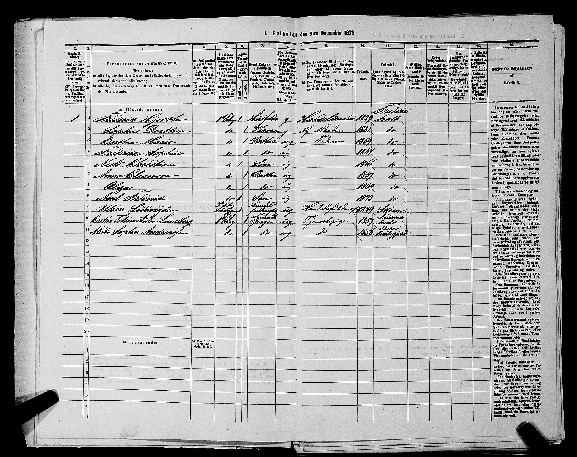 RA, 1875 census for 0101P Fredrikshald, 1875, p. 241