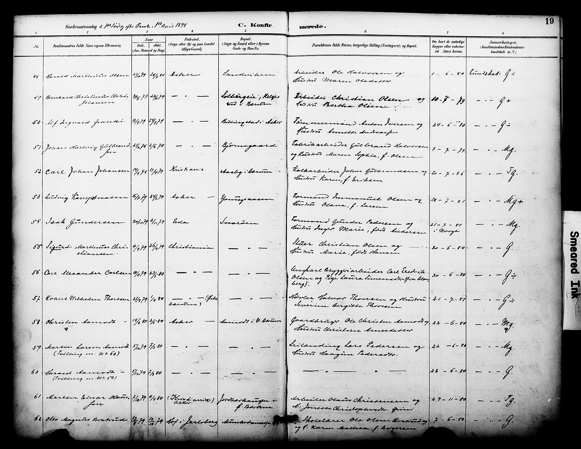 Johannes prestekontor Kirkebøker, AV/SAO-A-10852/F/Fa/L0005: Parish register (official) no. 5, 1893-1907, p. 19