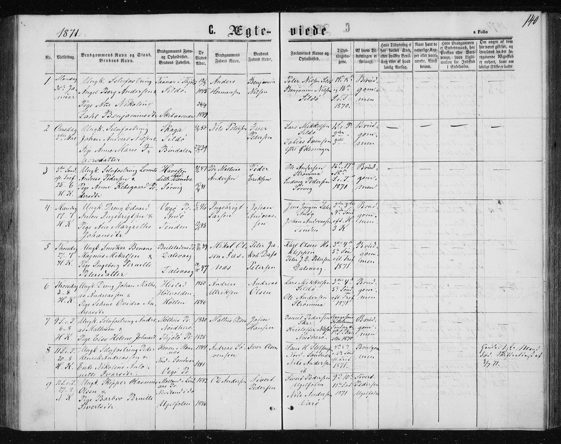 Ministerialprotokoller, klokkerbøker og fødselsregistre - Nordland, SAT/A-1459/834/L0505: Parish register (official) no. 834A03, 1862-1871, p. 140