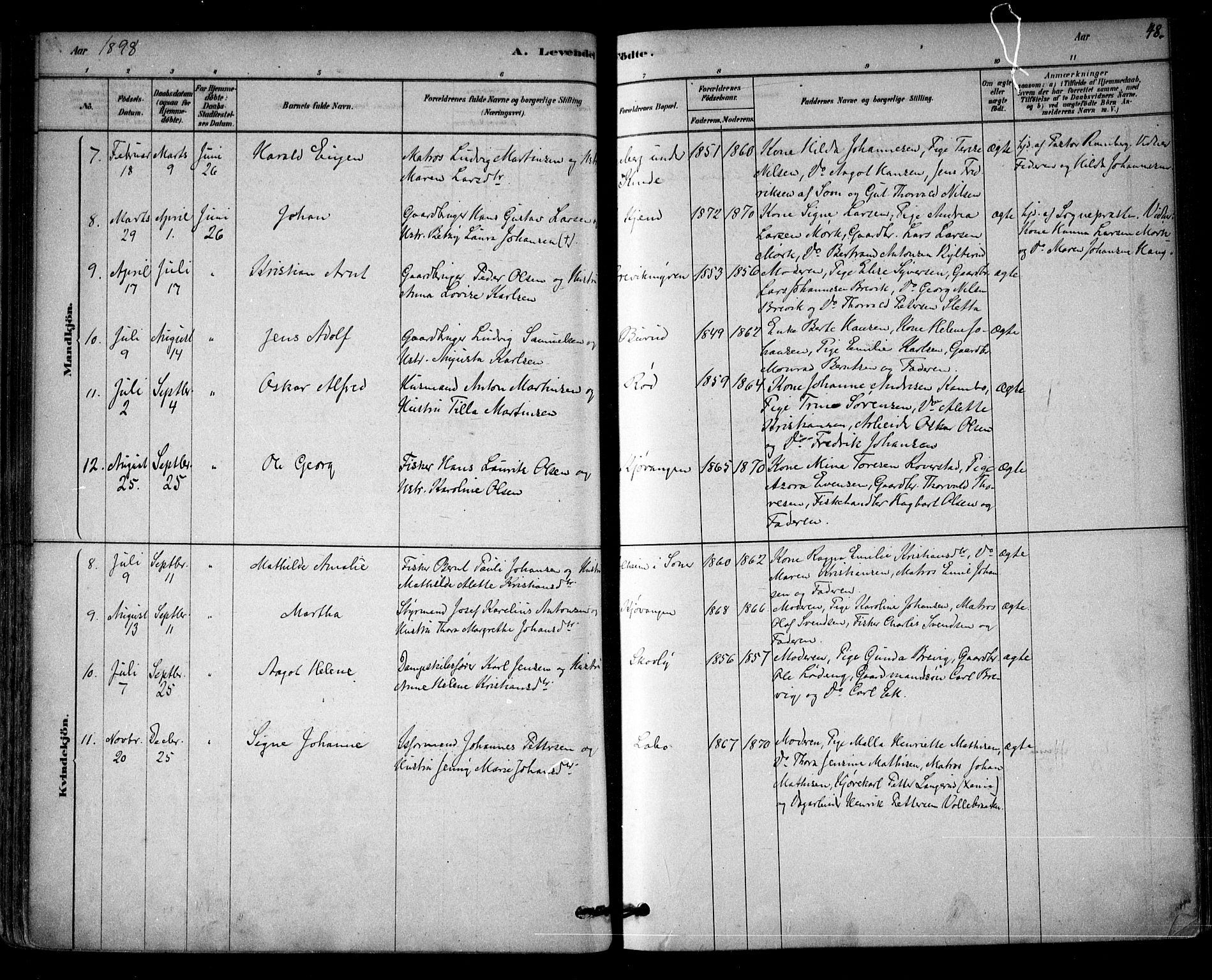 Vestby prestekontor Kirkebøker, AV/SAO-A-10893/F/Fb/L0001: Parish register (official) no. II 1, 1878-1903, p. 48