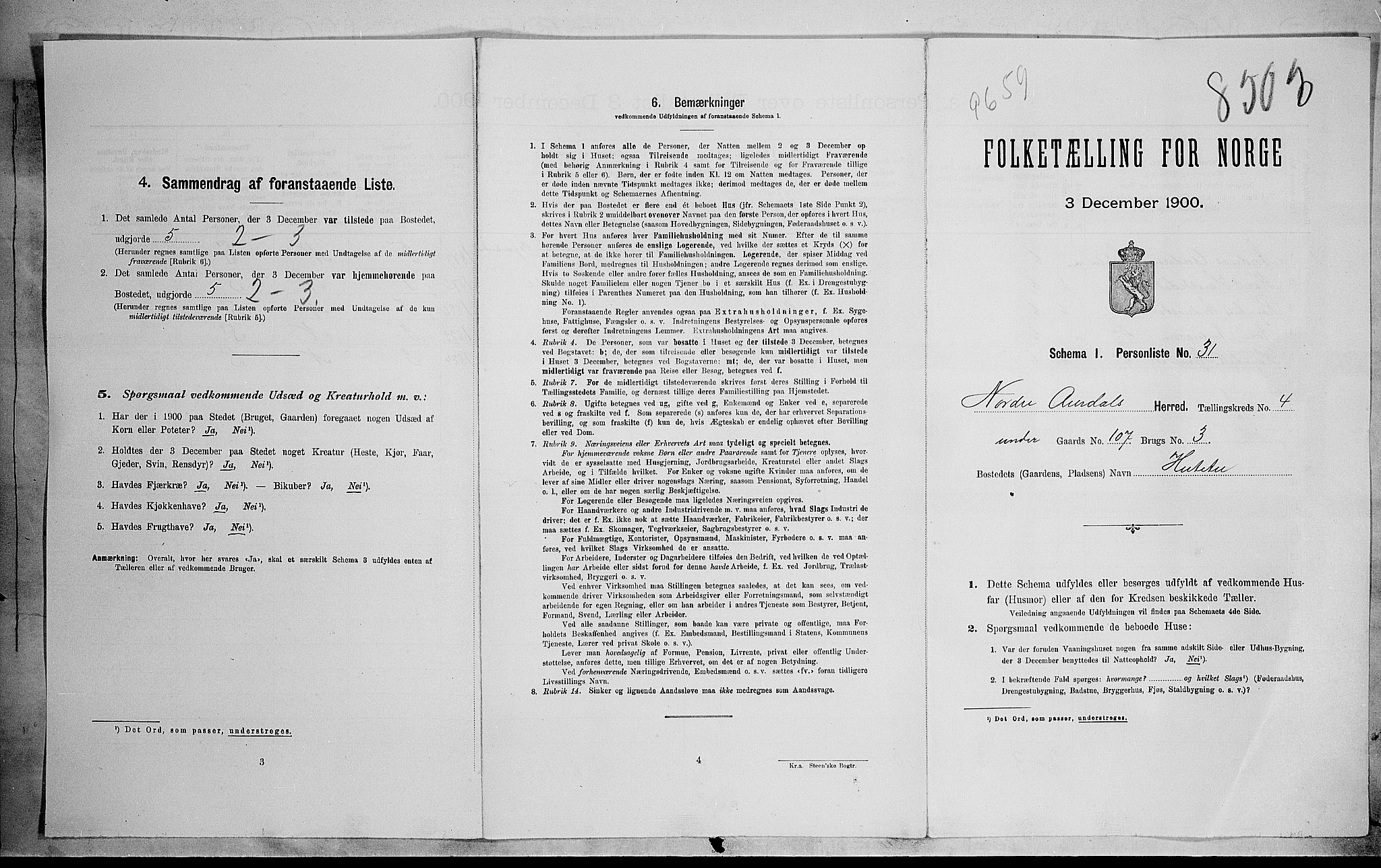 SAH, 1900 census for Nord-Aurdal, 1900, p. 96