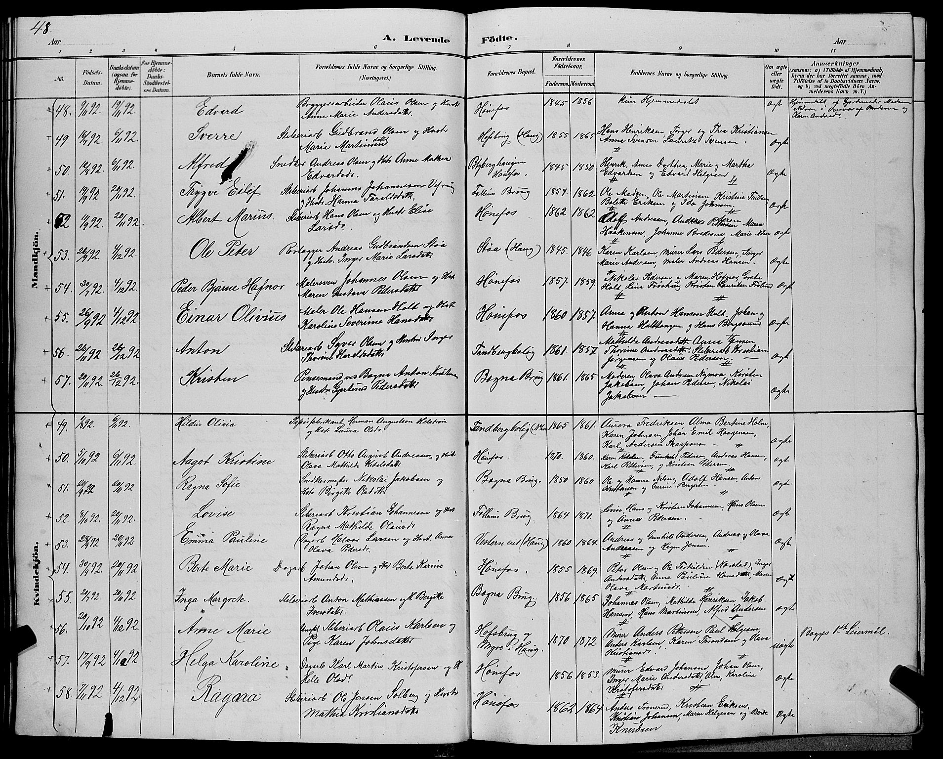 Hønefoss kirkebøker, SAKO/A-609/G/Ga/L0002: Parish register (copy) no. 2, 1888-1904, p. 48