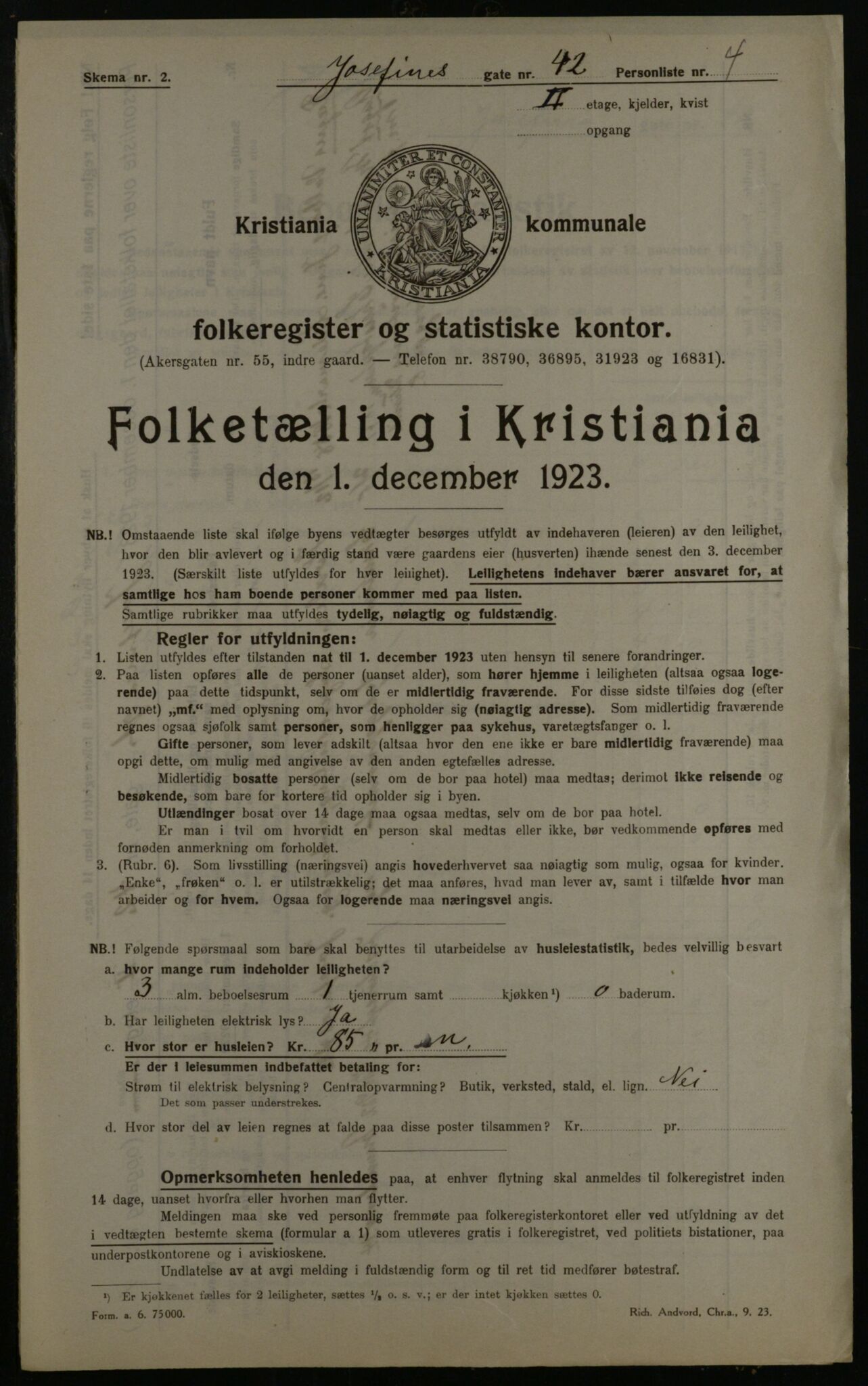 OBA, Municipal Census 1923 for Kristiania, 1923, p. 53476