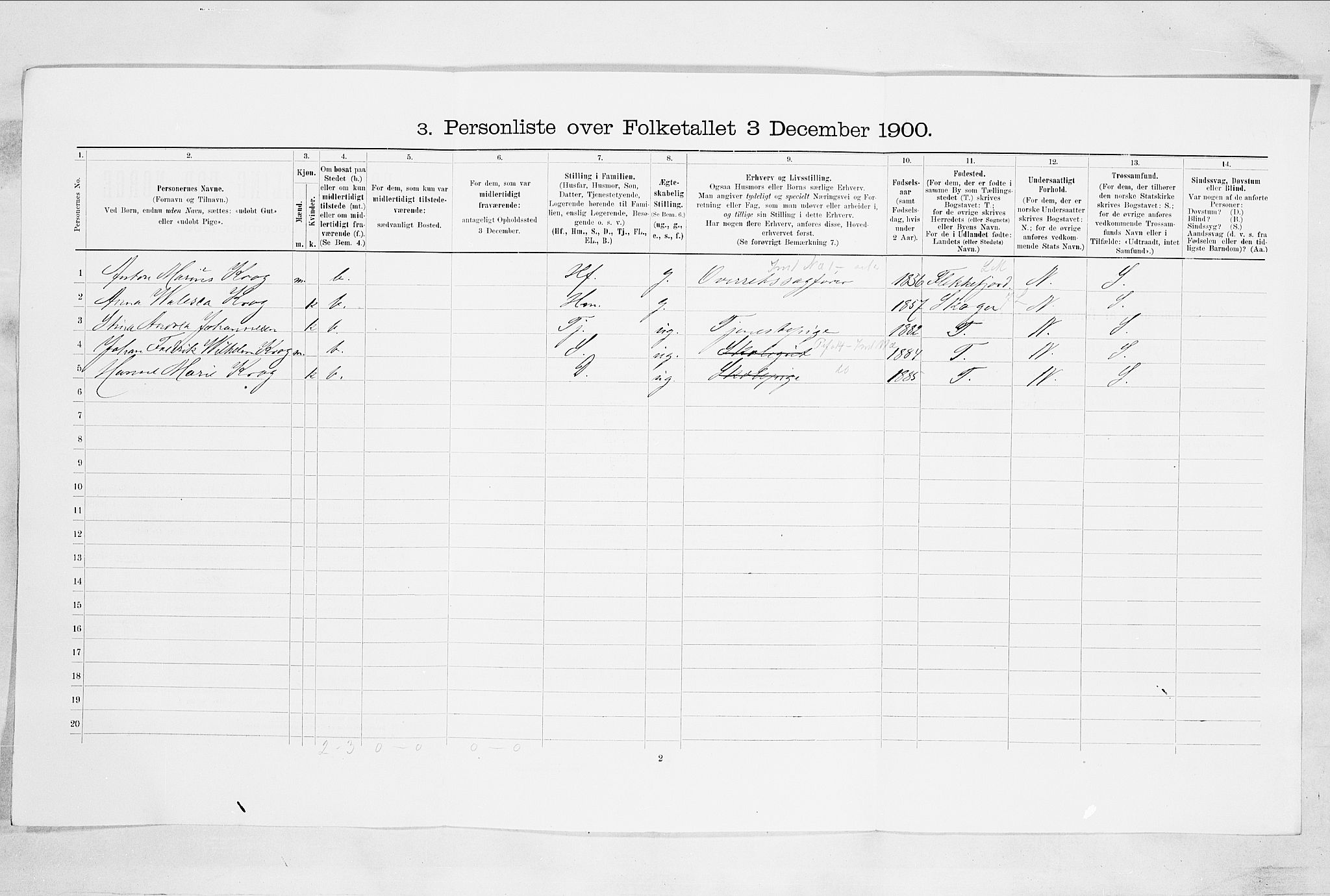 RA, 1900 census for Drammen, 1900, p. 3012