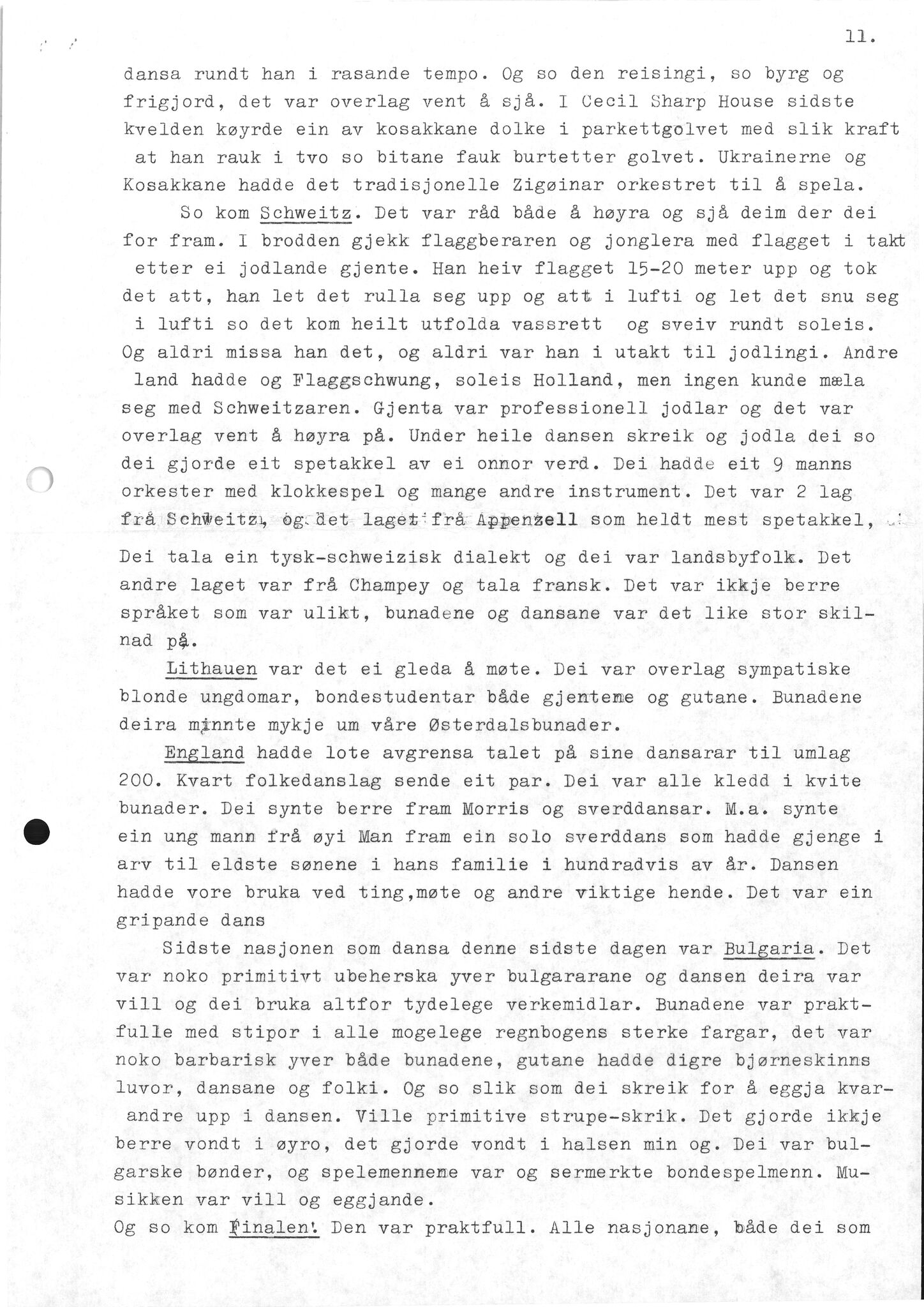 Samling etter Klara Semb, NSFF/KS/B/068: Klara Sembs referat frå Den Internasjonale Folkedansstemna i 1935, 1935